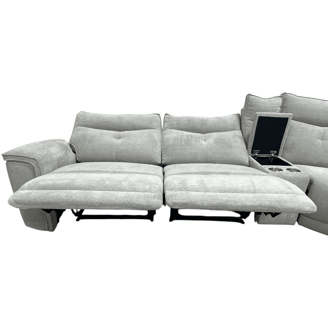 Latitude Run Achernar Modern & Contemporary Textured Fabric Double Reclining Sectional Sofa with Flexible 6-Piece Modular Design, Integrated Console with Stainless Steel Cupholders - Thumbnail 11