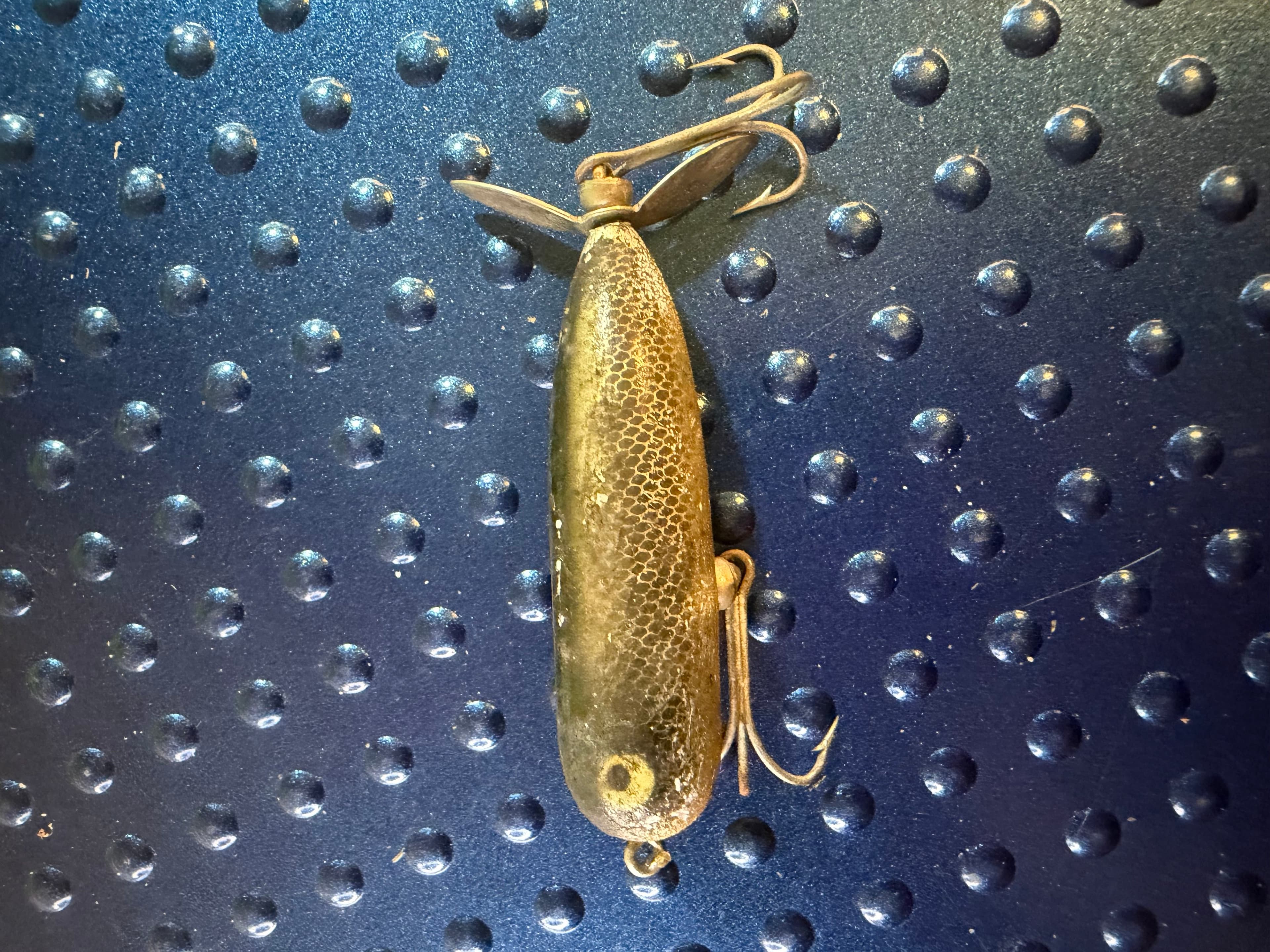 Vtg Heddon Baby Torpedo Topwater Lure Natural Scale Red Belly Used