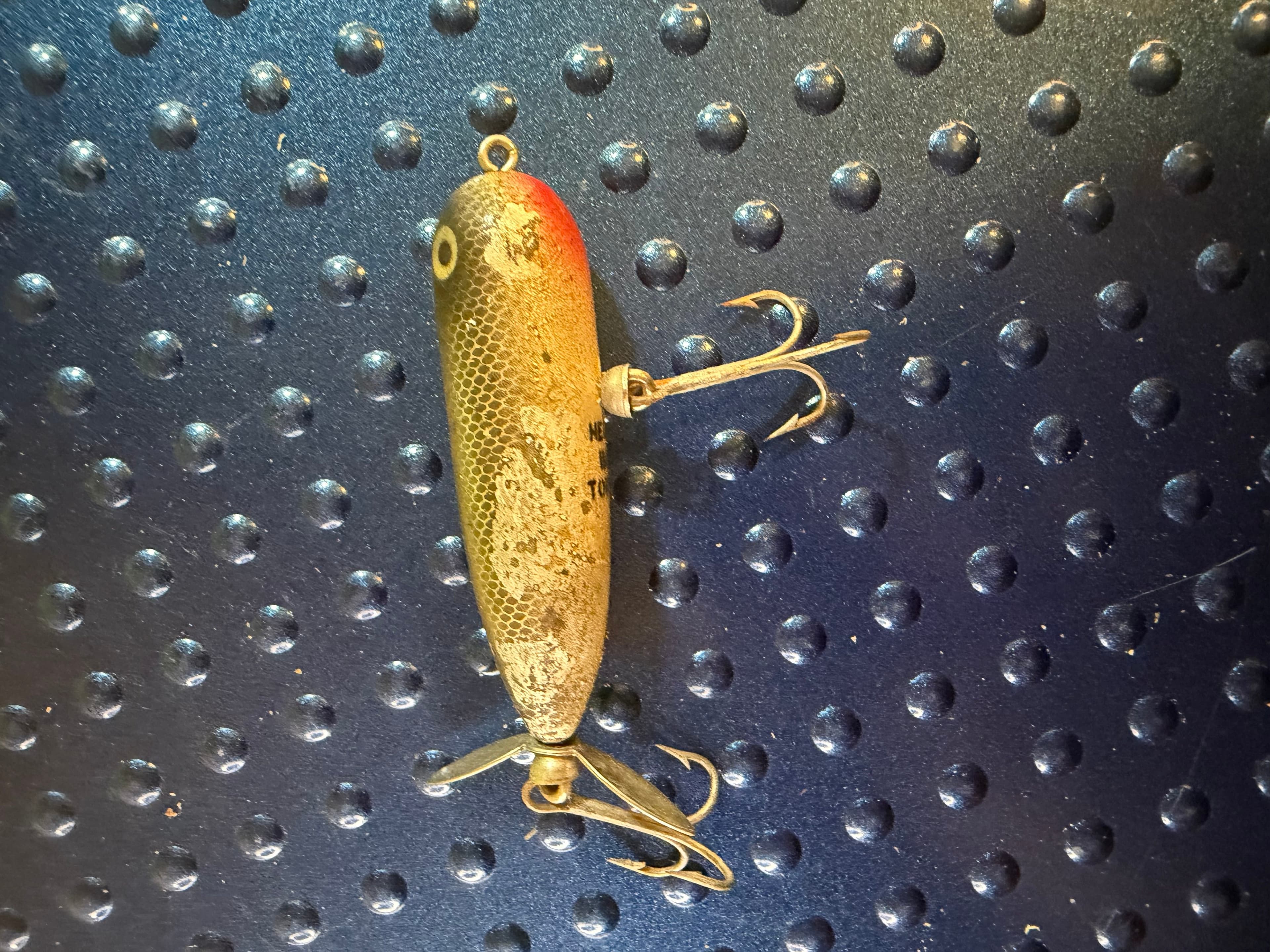 Vtg Heddon Baby Torpedo Topwater Lure Natural Scale Red Belly Used - Thumbnail 2
