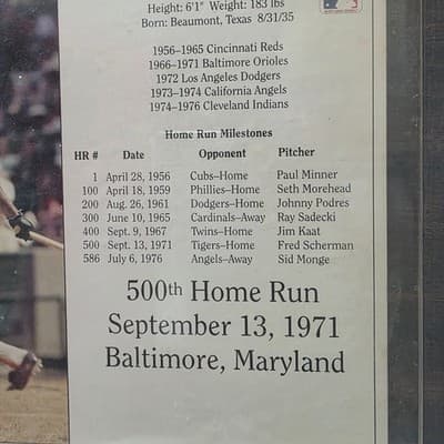 Vintage Baltimore Orioles Plaque Frank Robinson 500 Home Run Club MLB Baseball 7 - Thumbnail 3