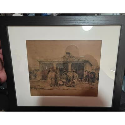 Alfred Cadart Antique Etching – Group of Soldiers – Modern Frame – 19th C. Art
