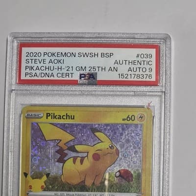 Steve Aoki Signed Pikachu PSA DNA Auto 9 Pokemon 2020 SWSH Promo Card - Thumbnail 3