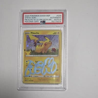 Steve Aoki Signed Pikachu PSA DNA Auto 9 Pokemon 2020 SWSH Promo Card