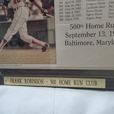 Vintage Baltimore Orioles Plaque Frank Robinson 500 Home Run Club MLB Baseball 7 - Thumbnail 4