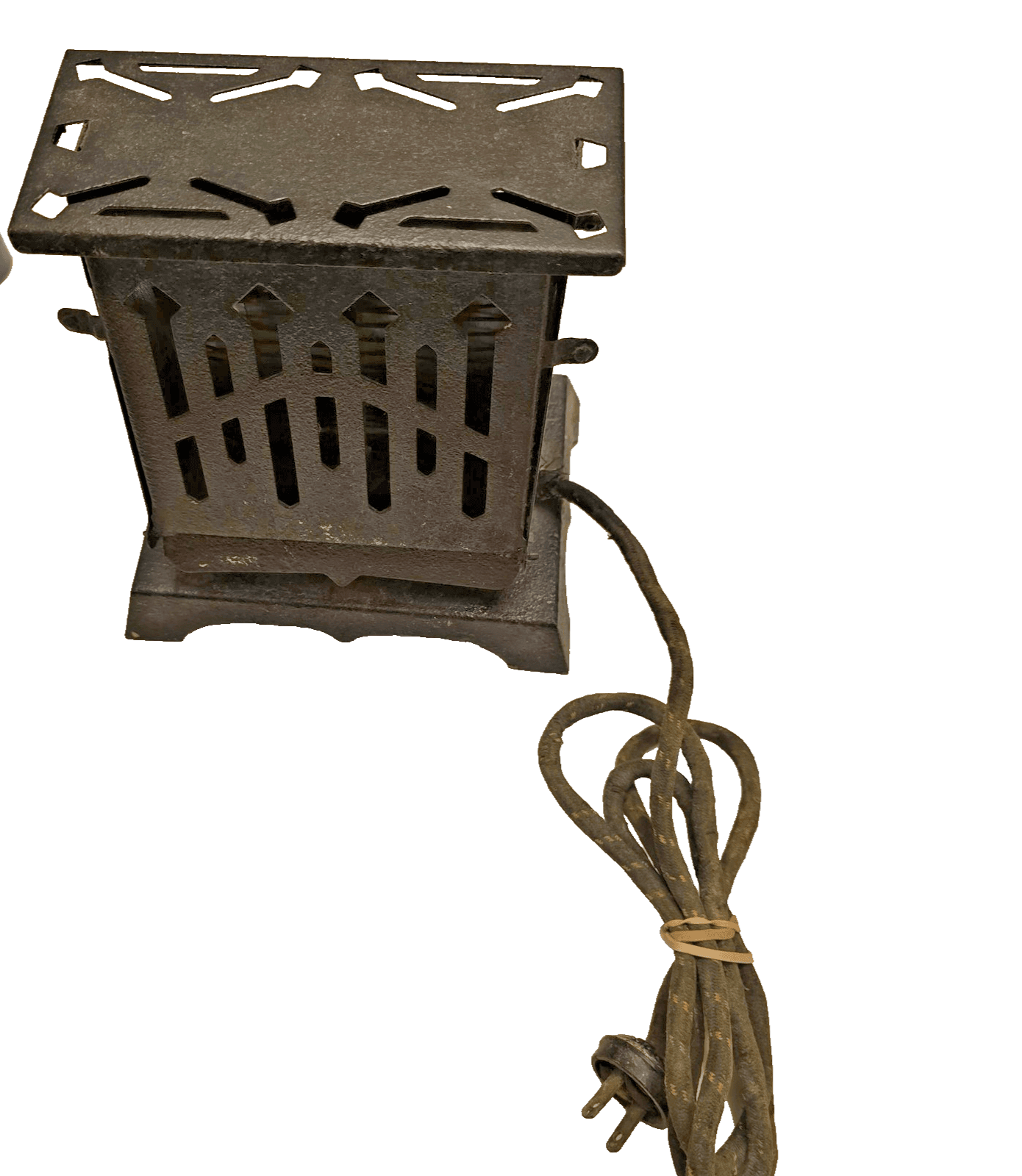 Vintage 1920s Cast Iron Electric Toaster Cloth Cord- For Parts - Or Repai– As Is