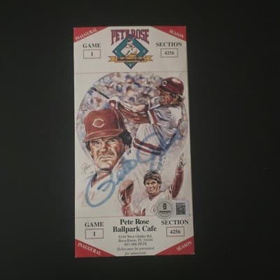 Pete Rose Signed Ballpark Cafe Inaugural Ticket Beckett BAS COA BU65814 - Thumbnail 2