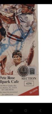 Pete Rose Signed Ballpark Cafe Inaugural Ticket Beckett BAS COA BU65814 - Thumbnail 5