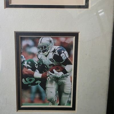 Vintage Dallas Cowboys Framed Emmitt Smith Art Photo Plaque NFL Football 90s - Thumbnail 3