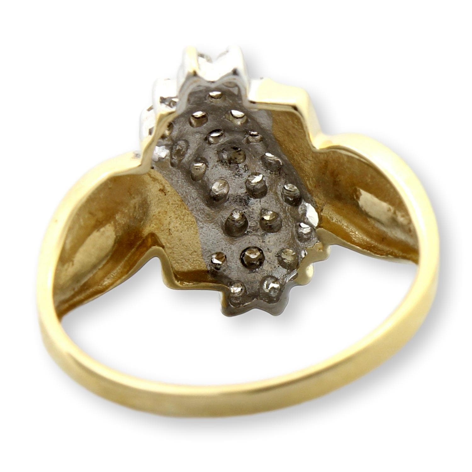 10K Yellow & White Gold Diamond Waterfall Cluster Ring - Size 6.75 - Thumbnail 3