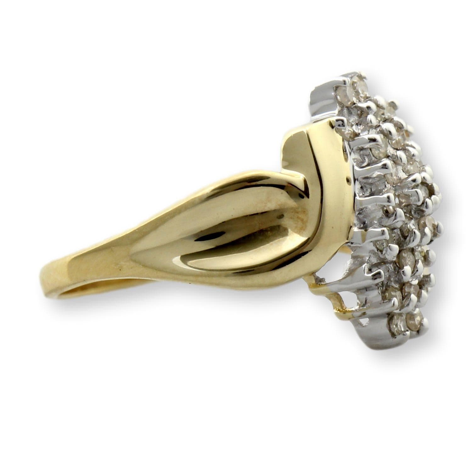 10K Yellow & White Gold Diamond Waterfall Cluster Ring - Size 6.75 - Thumbnail 2