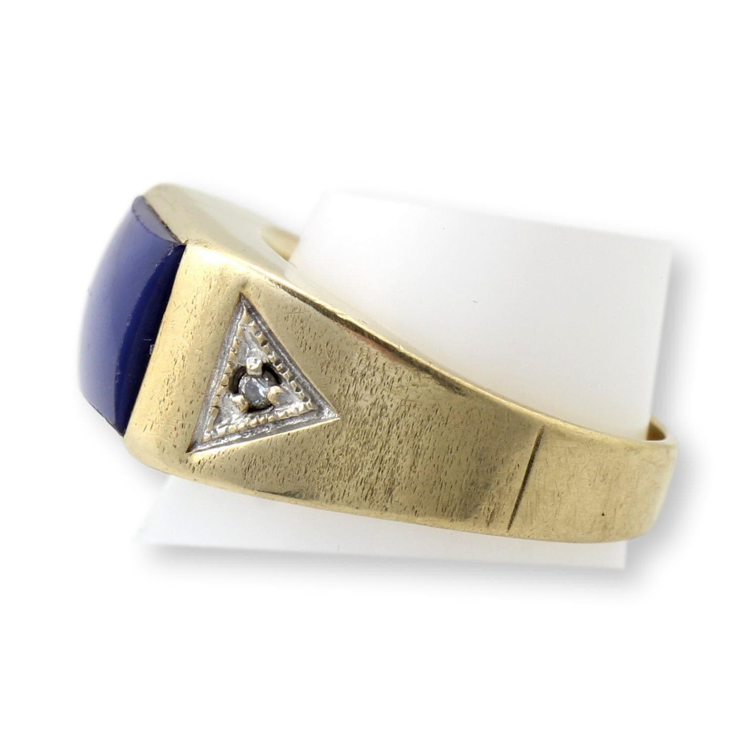 Vintage 10K Gold Natural Blue Star Sapphire & Diamond Gent's Ring - Size 7.5 - Thumbnail 5