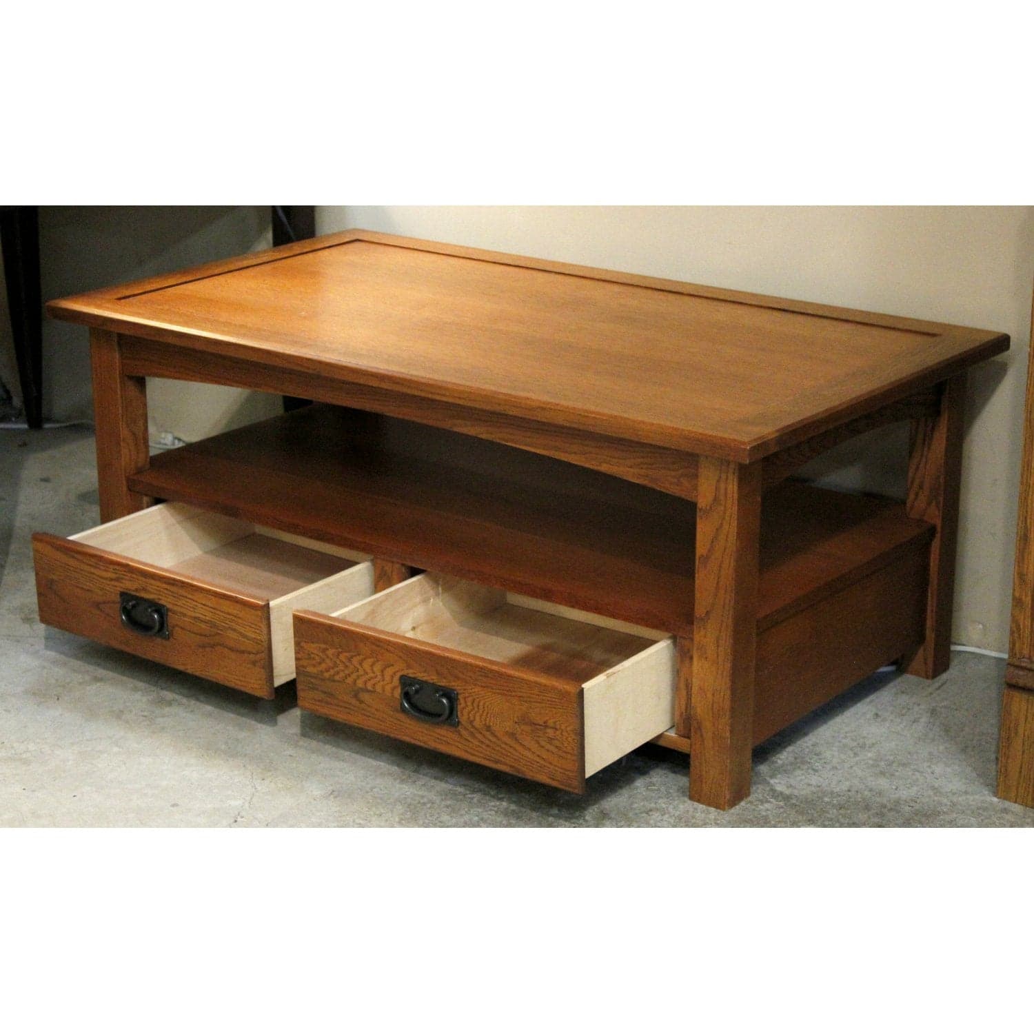 Mission Oak Coffee Table w/2 Drawers - Thumbnail 2