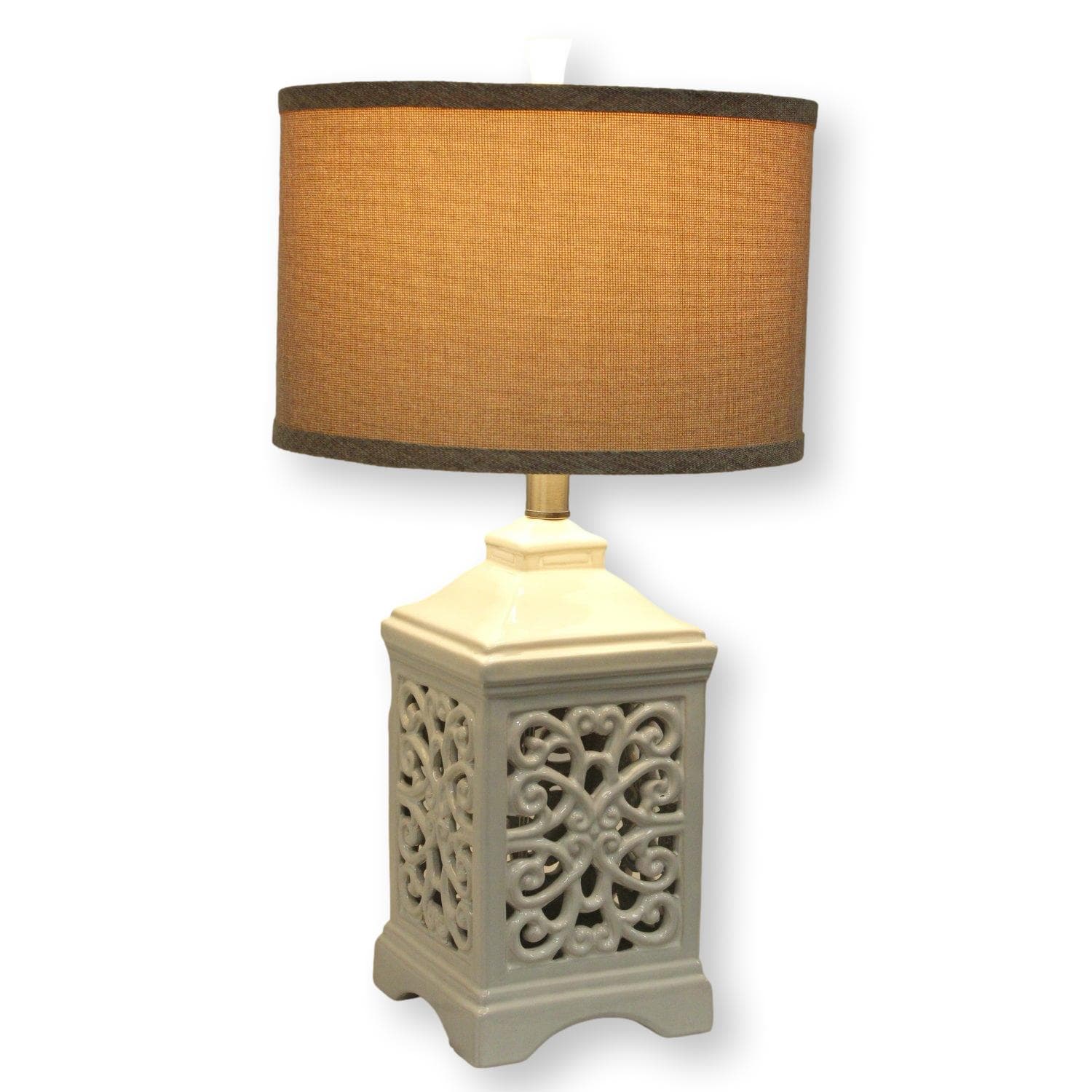 White Ceramic Garden Style Lamp - Thumbnail 2