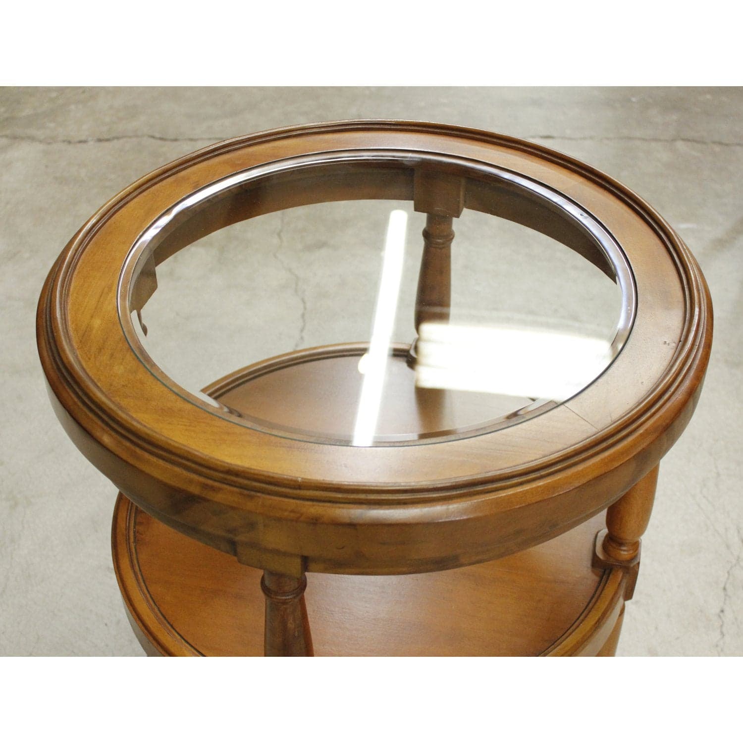 Round End Table w/Glass Insert - Thumbnail 3