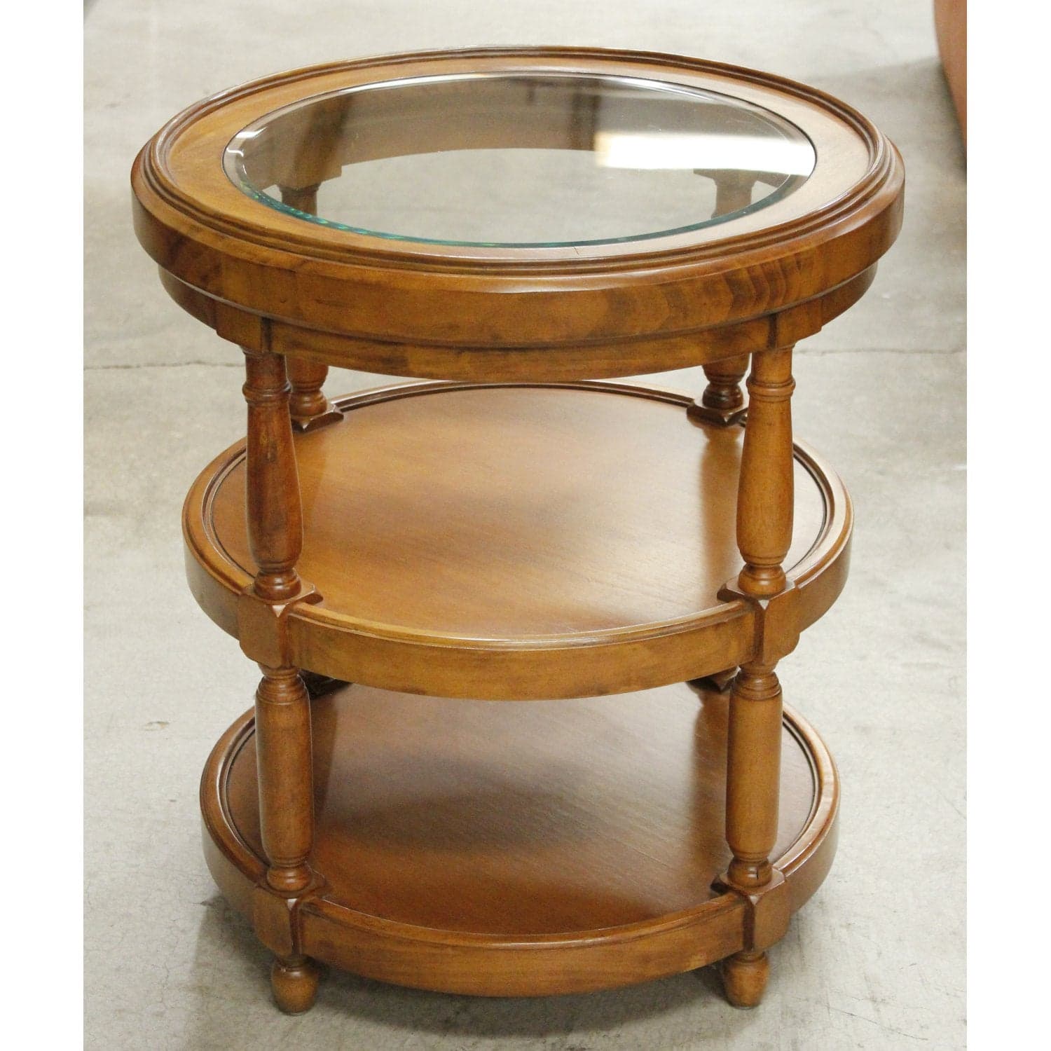 Round End Table w/Glass Insert - Thumbnail 2