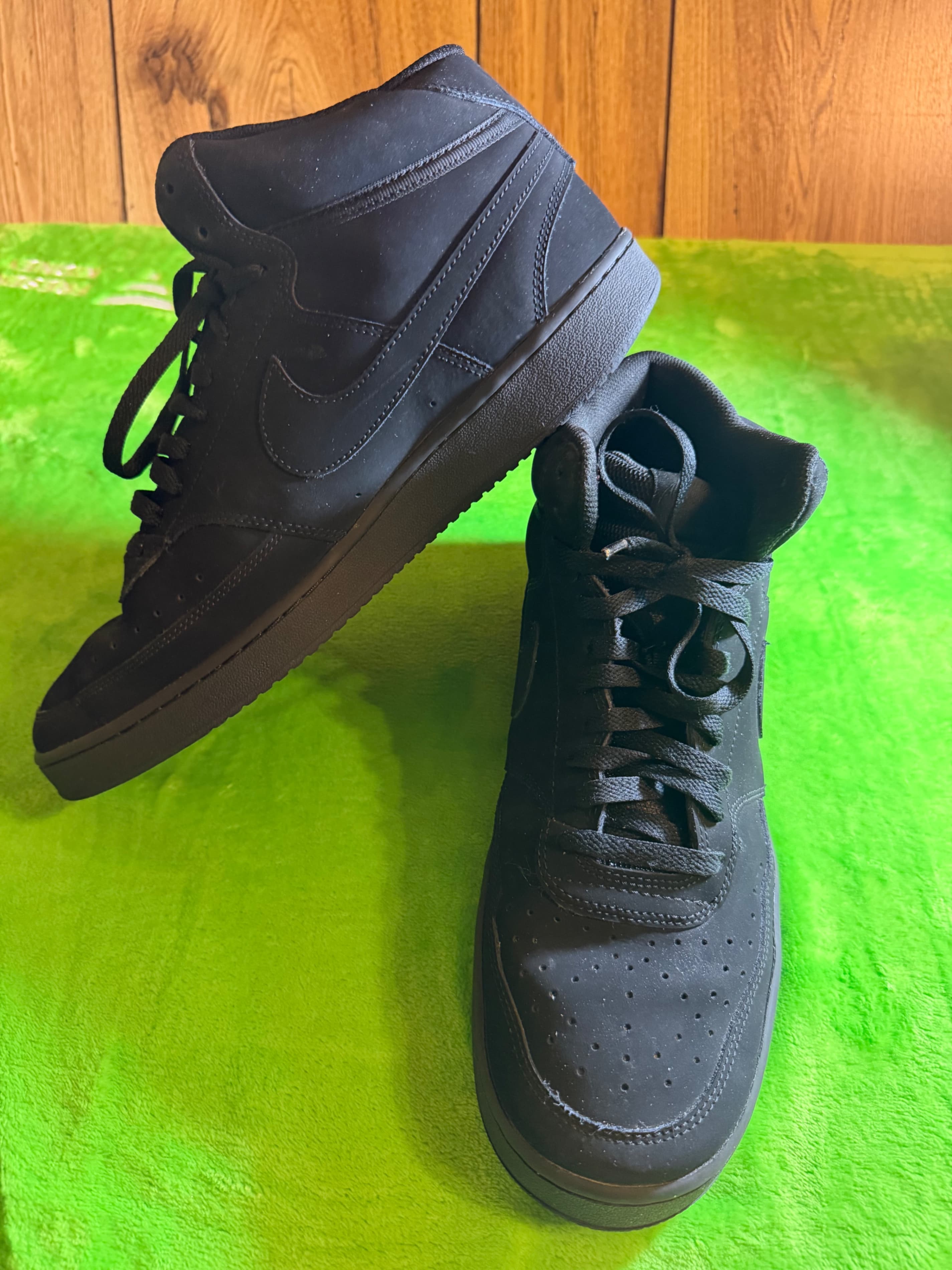 Nike Court Vision Mid Triple Black Mens Sz 12 CU6620-001