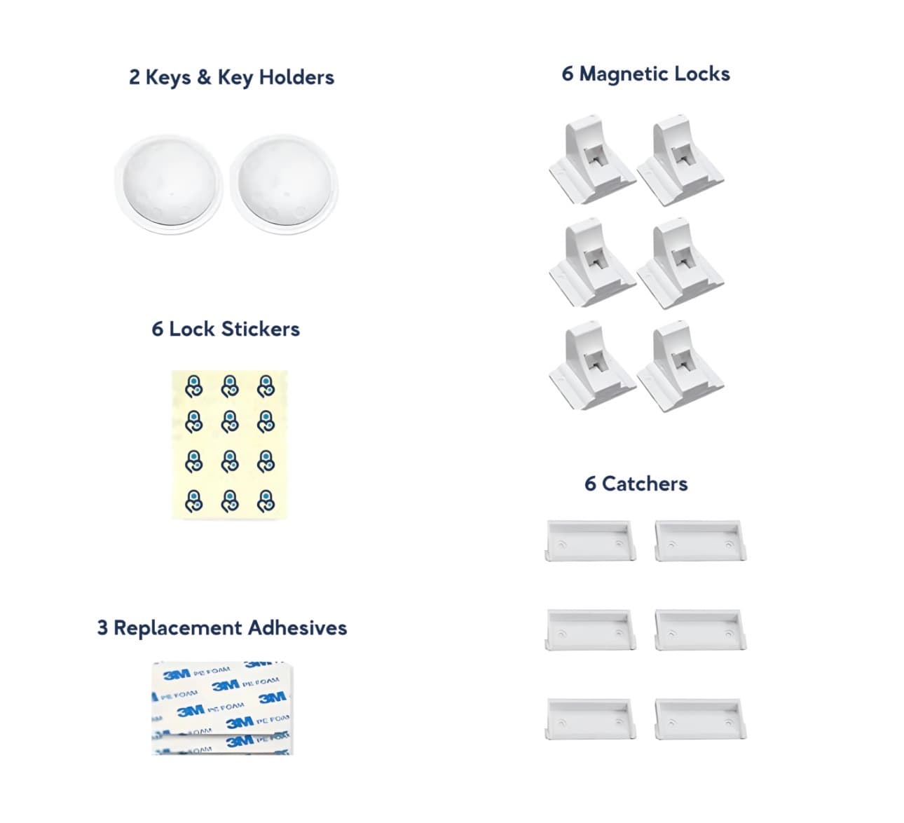 Baby Proof Me 6-Pack Magnetic Cabinet Locks, Baby Proofing Child Safety Locks with 2 Keys, No-Drill 3M Adhesive for Cabinets & Drawers - Thumbnail 2