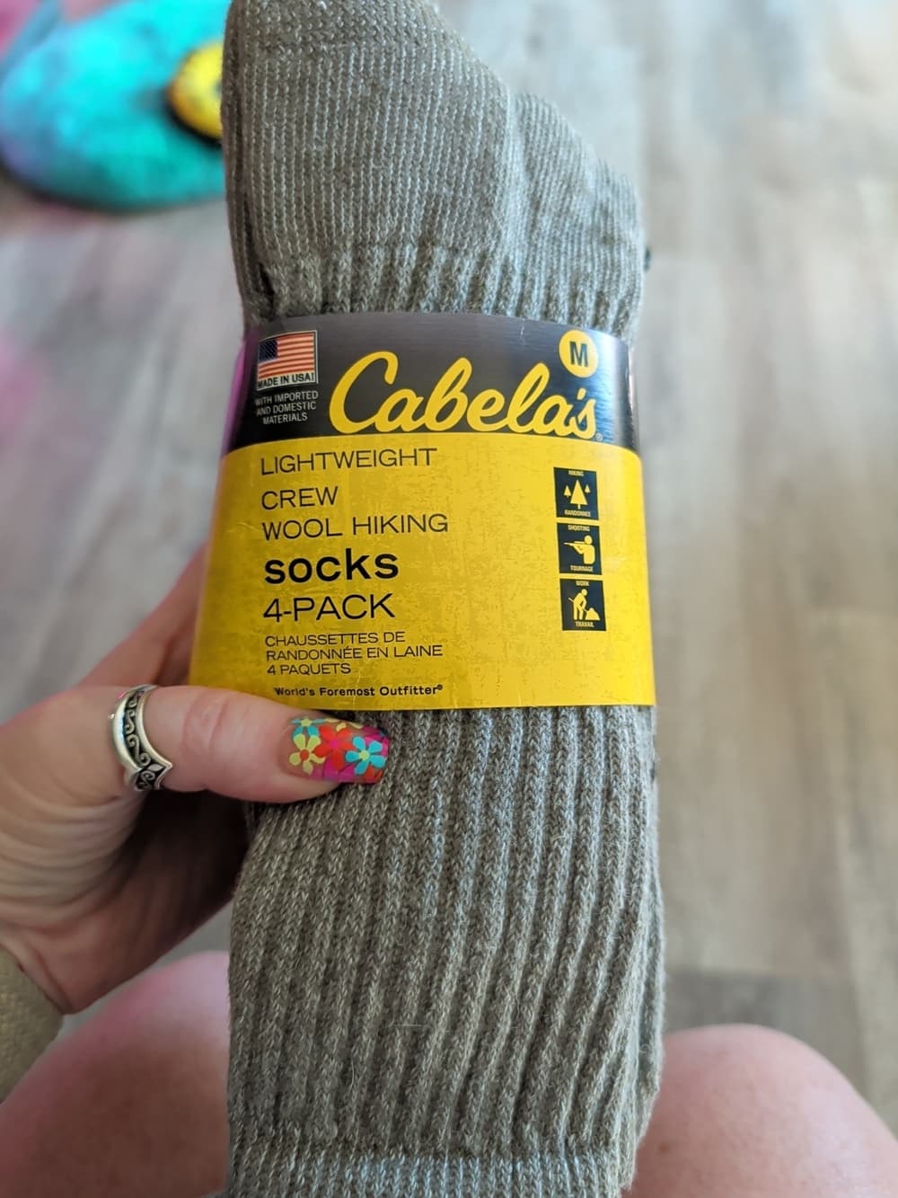 Cabela's Men's Lightweight Crew Wool Hiking Socks - Taupe (M) - 4-Pack - Thumbnail 7