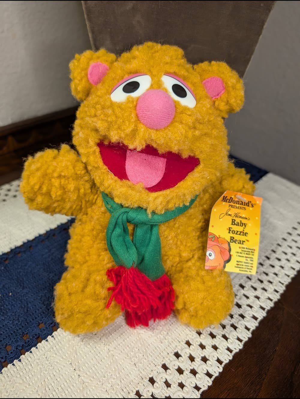 Vintage 1987 McDonald's Baby Fozzie Bear Plush Toy – Green Scarf - Thumbnail 3