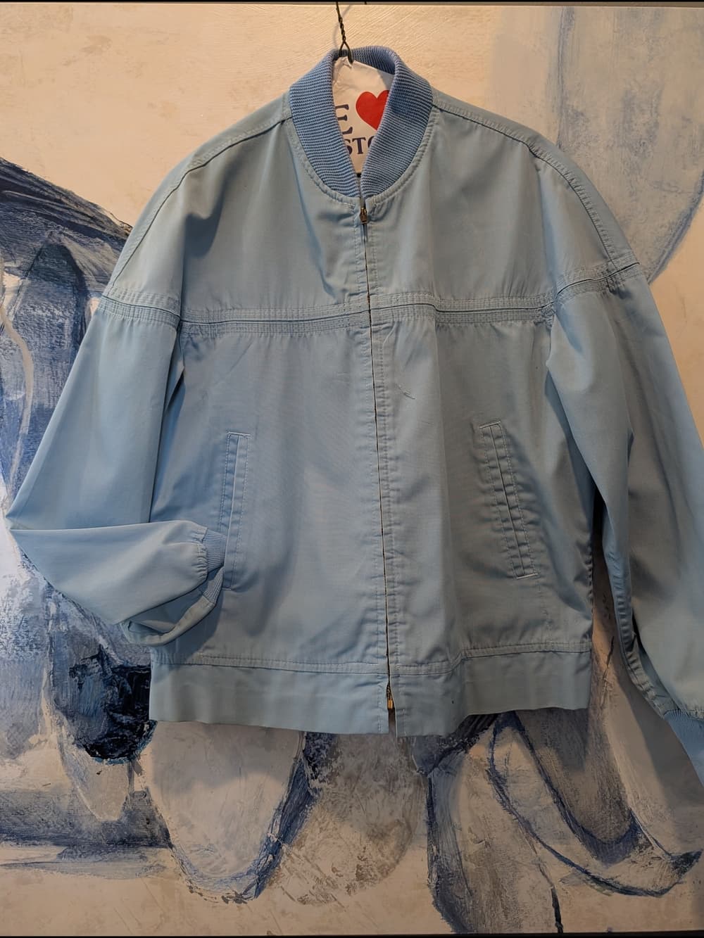 Vintage 70s Sears The Men's Store Light Blue Bomber Jacket Unisex - Thumbnail 2