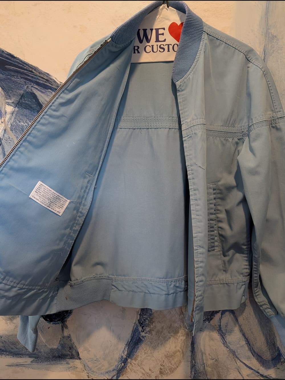 Vintage 70s Sears The Men's Store Light Blue Bomber Jacket Unisex - Thumbnail 6