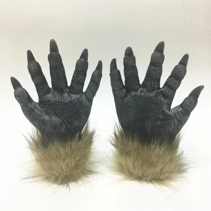 3 Pcs Beast Werewolf Costume Party Mask Wolf Gloves Cosplay For Women Men Scary - Thumbnail 2