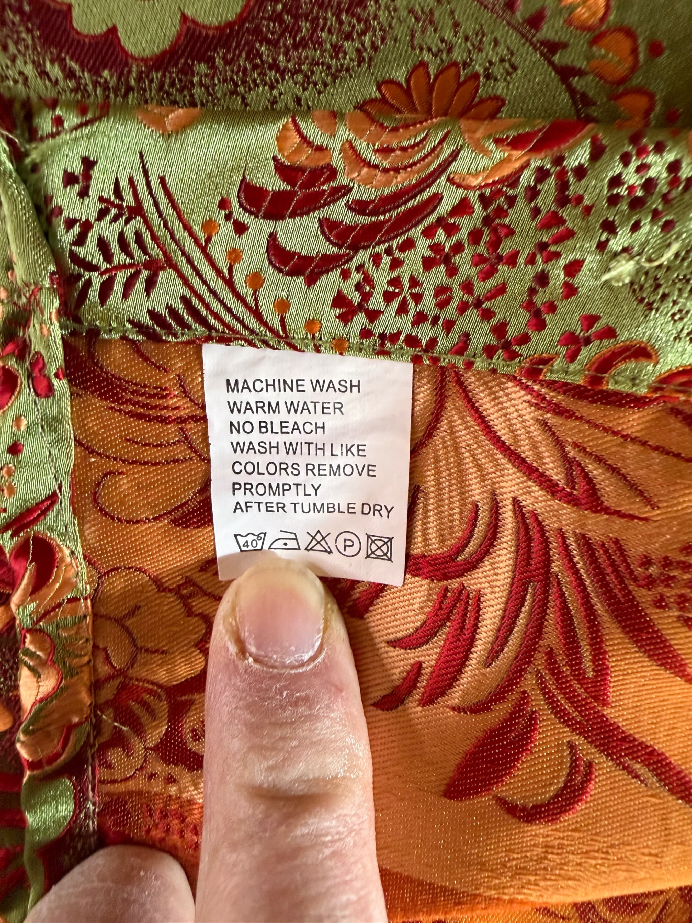 Leonardi Italy Brocade Floral Jacquard Dress Shirt Mens XL Gold - Thumbnail 4