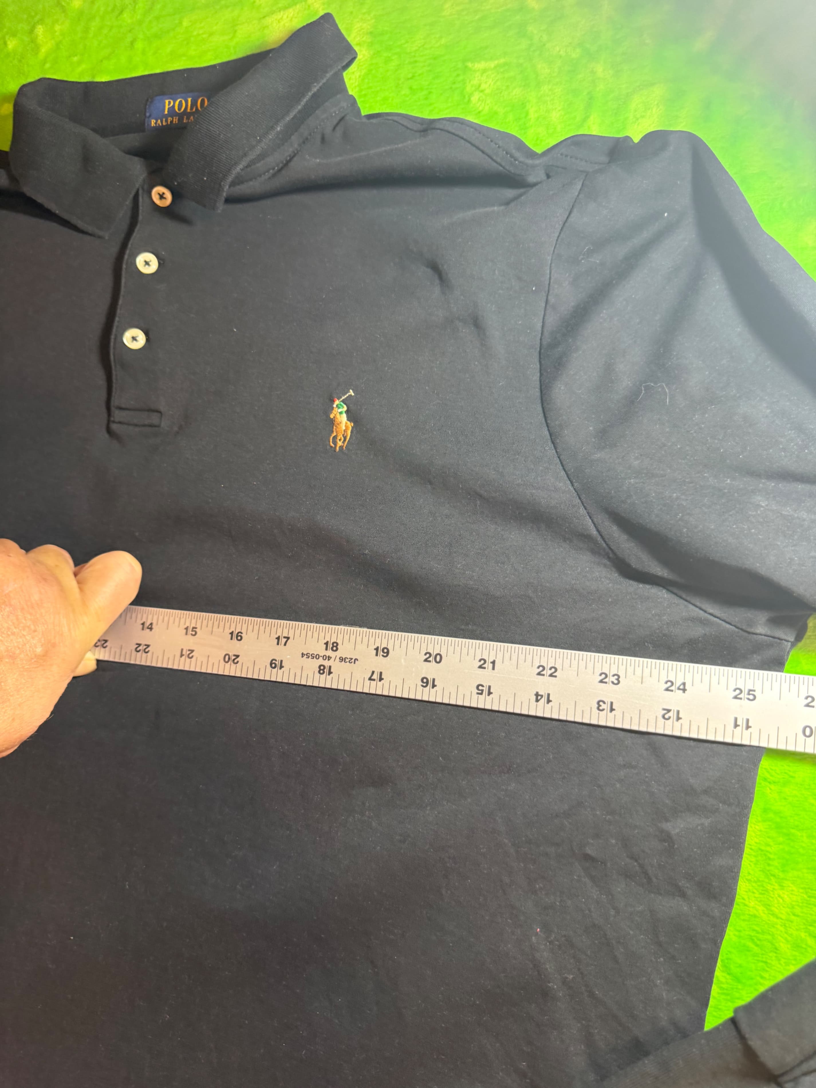 Polo Ralph Lauren Classic Fit Long Sleeve Polo Shirt Mens Sz XL Navy - Thumbnail 5