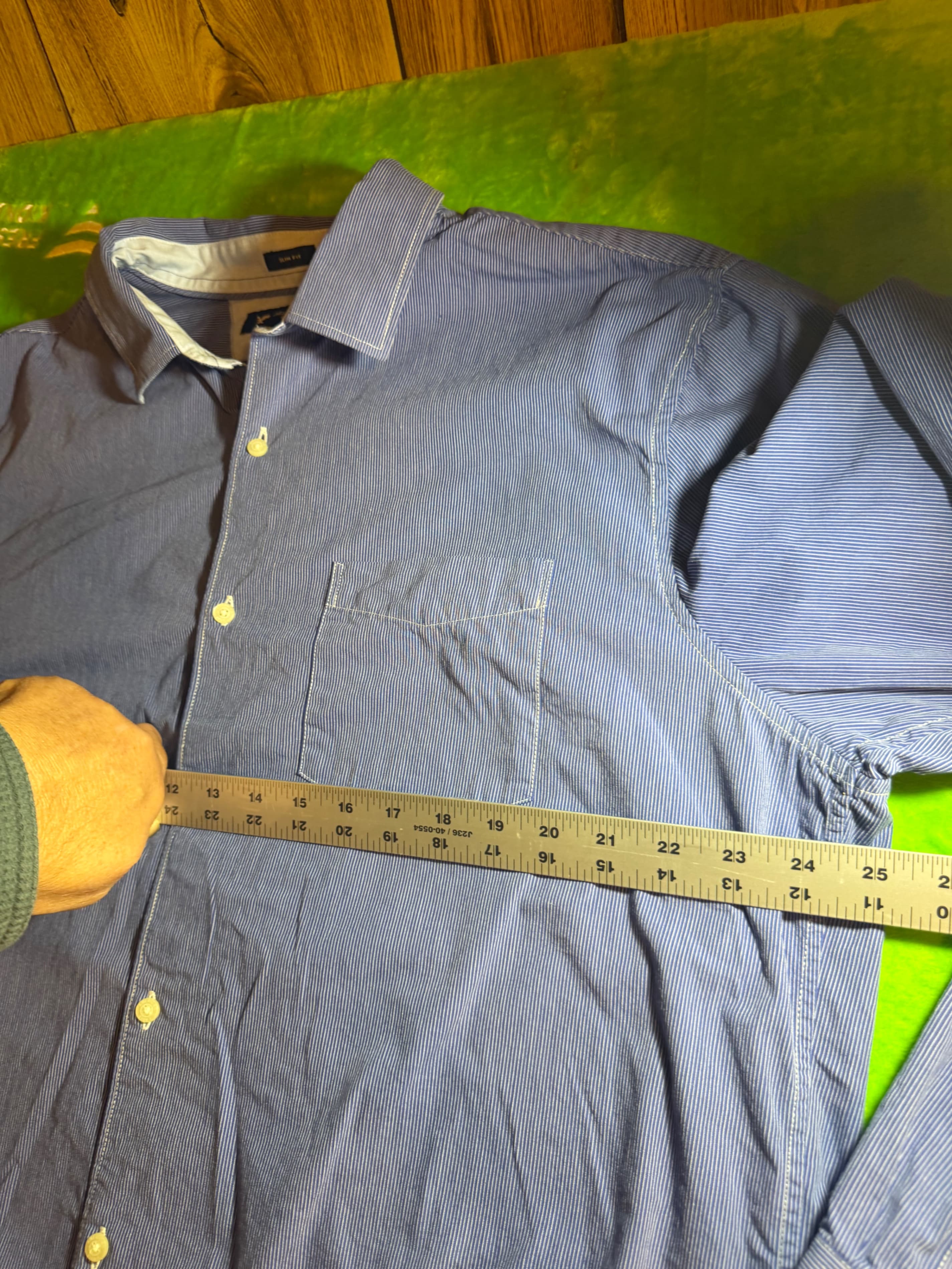 American Eagle Outfitters Slim Fit LS Button Down Shirt Mens XXL Blue Stripe - Thumbnail 7
