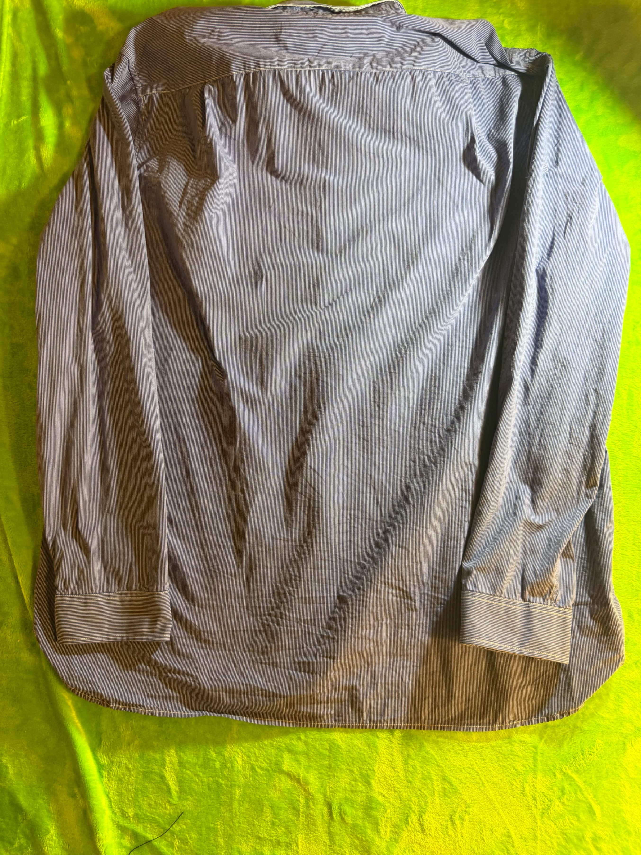 American Eagle Outfitters Slim Fit LS Button Down Shirt Mens XXL Blue Stripe - Thumbnail 2