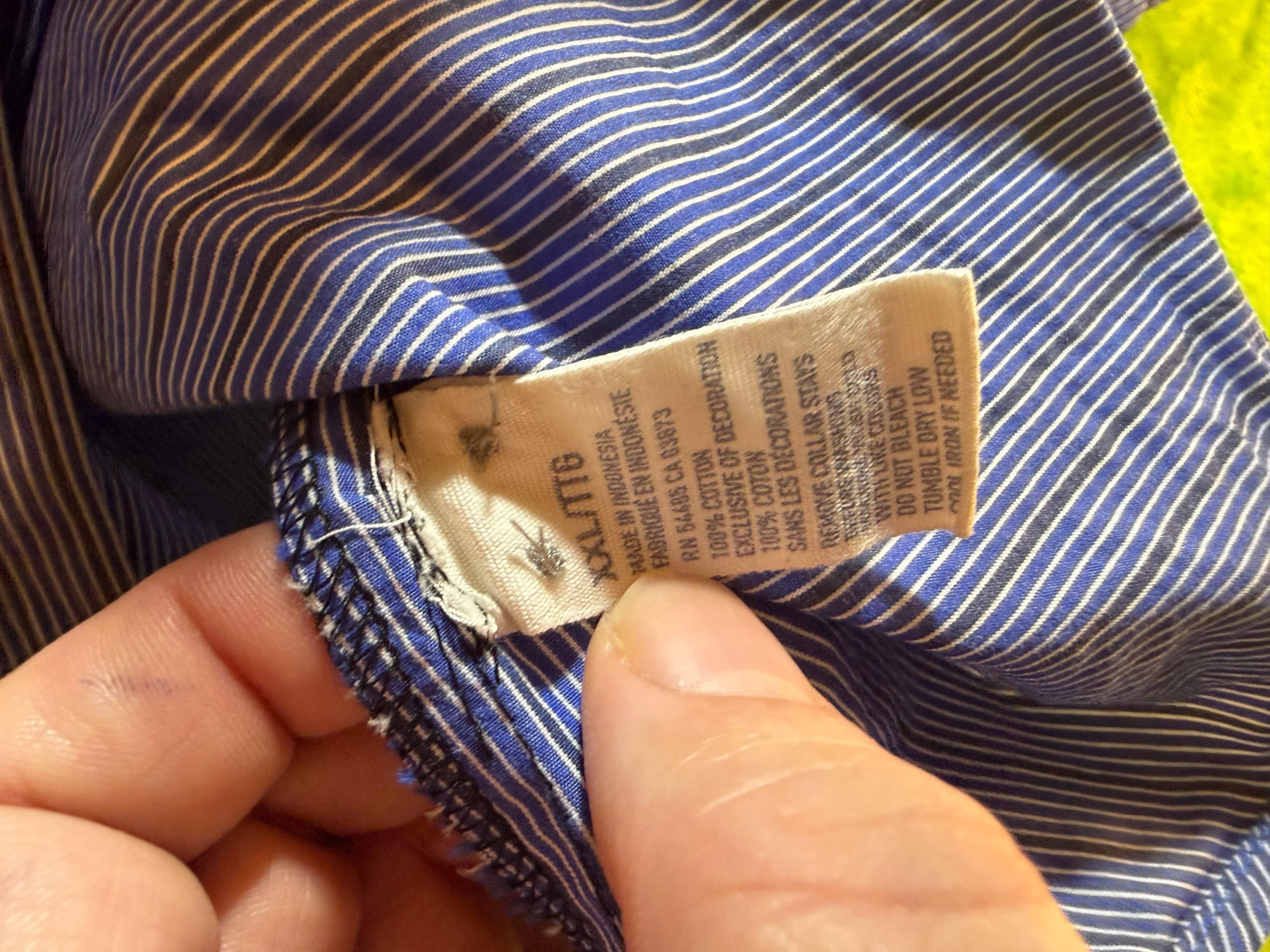 American Eagle Outfitters Slim Fit LS Button Down Shirt Mens XXL Blue Stripe - Thumbnail 4