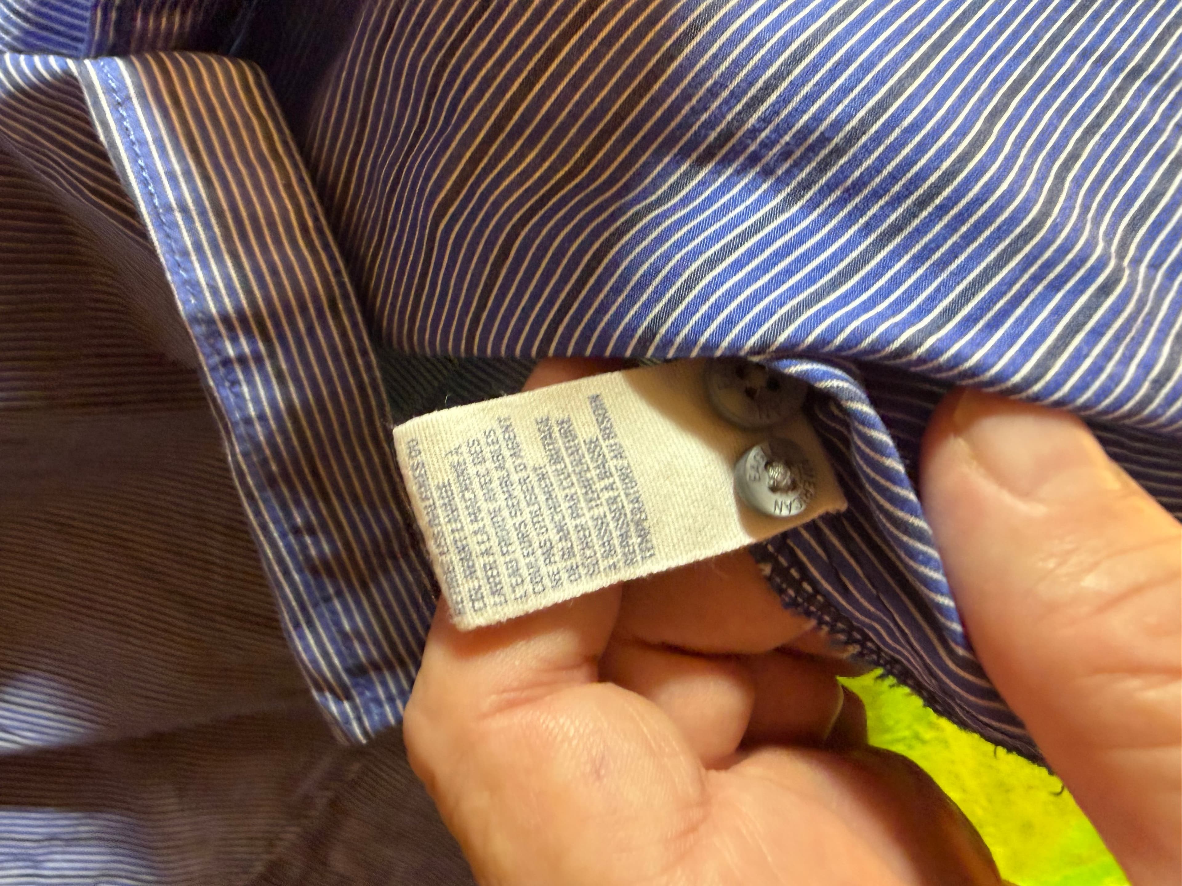 American Eagle Outfitters Slim Fit LS Button Down Shirt Mens XXL Blue Stripe - Thumbnail 5
