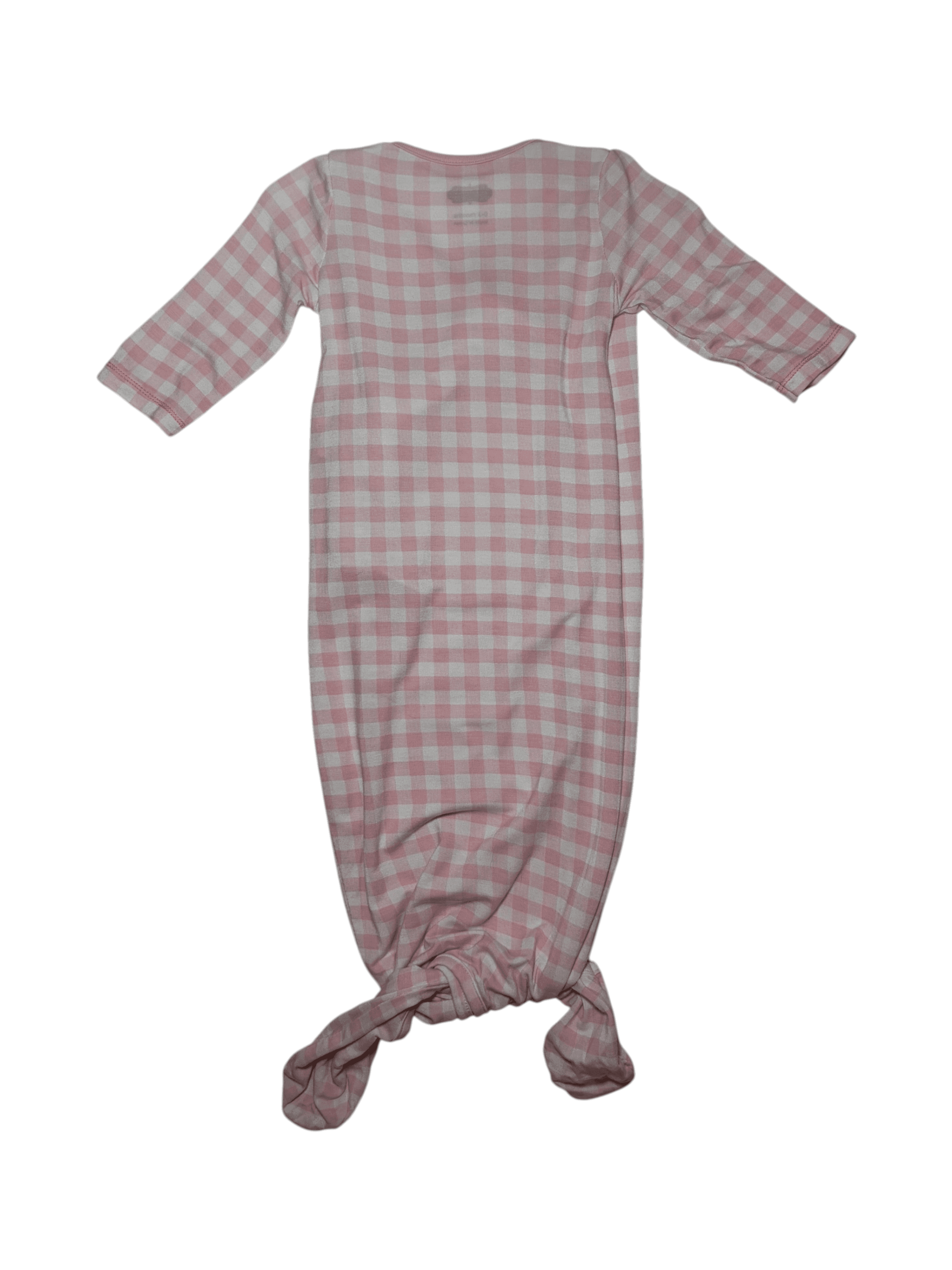 Mudpie size 0-3 months knot tie gown pink and white gingham - Thumbnail 2