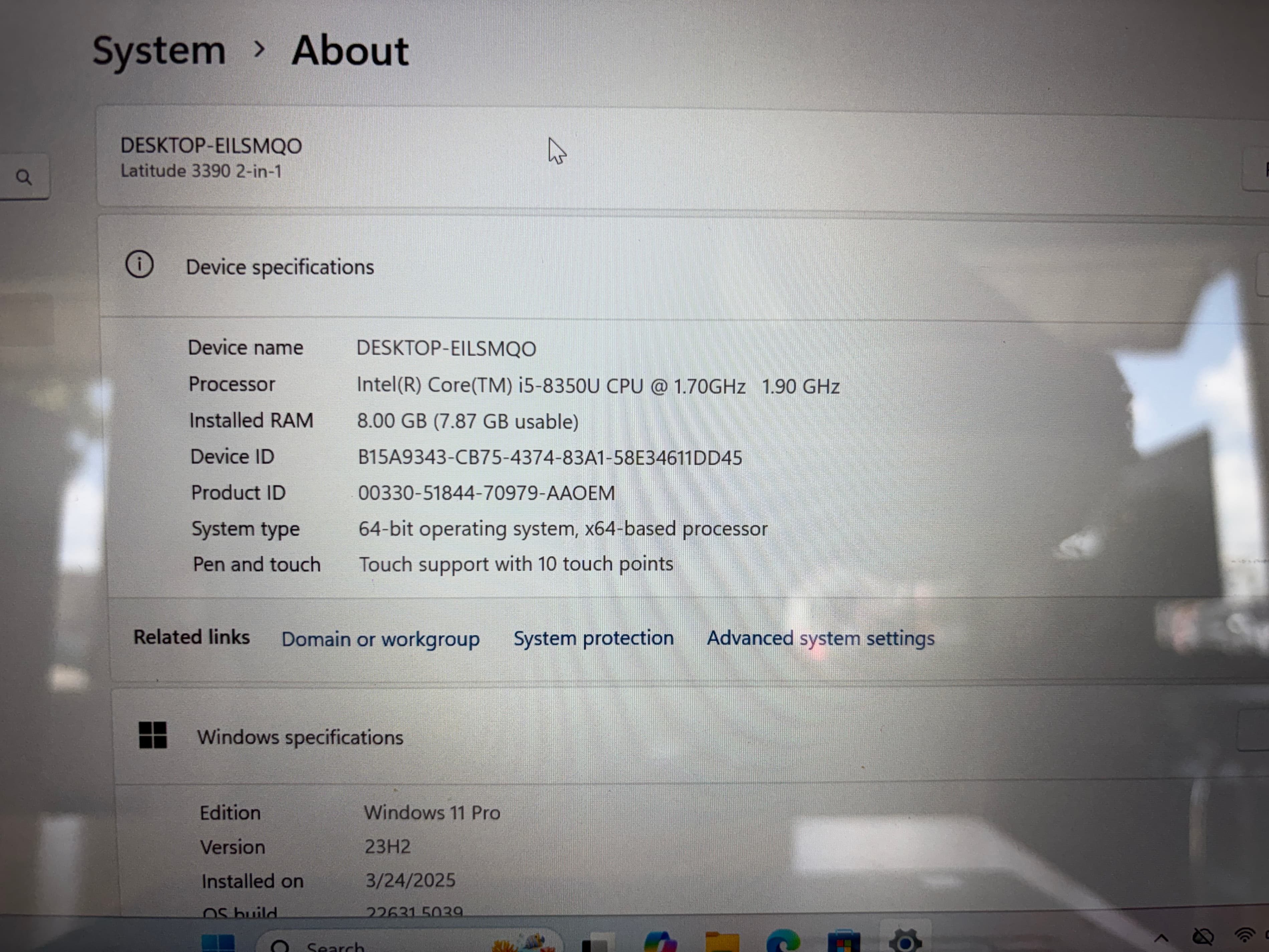 Dell Laptop i5-8350U 8GB RAM 128GB SSD Windows 11 Pro - Thumbnail 3