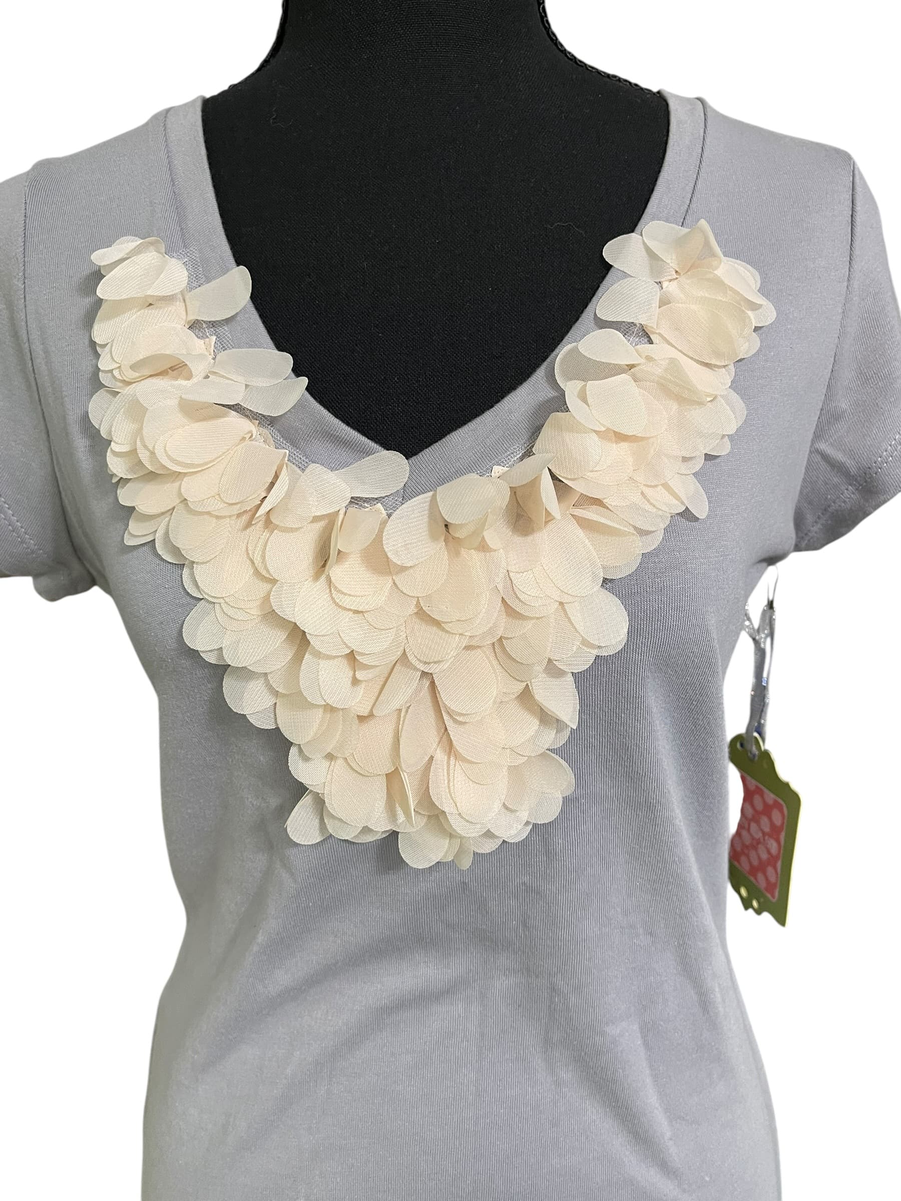 Down East Basics Women’s Ruffled V-Neck Short Sleeve Shirt/Top - Thumbnail 3