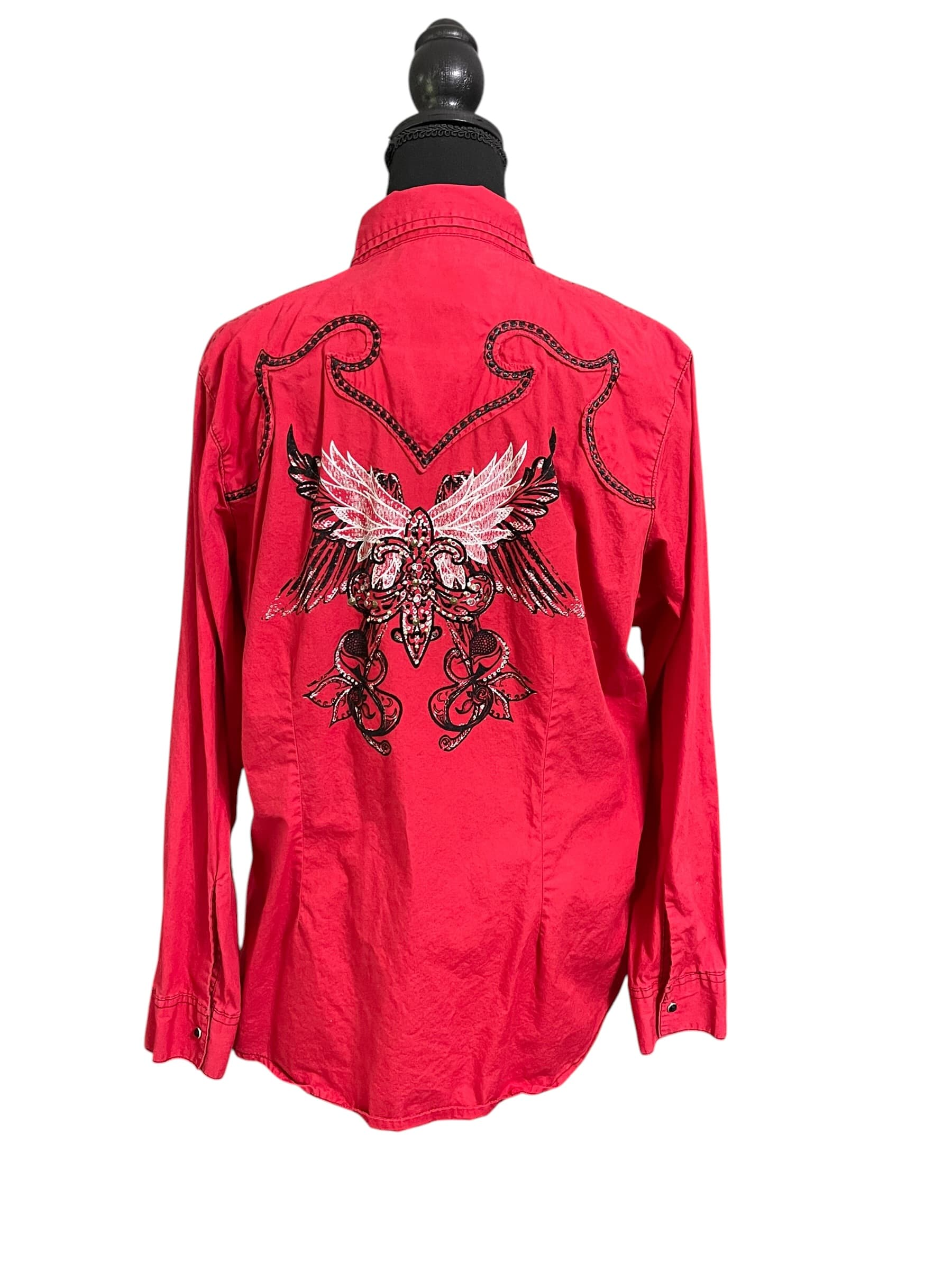 Rock 47 by Wrangler Vintage Women’s Bedazzled Western/Cowgirl L/S Shirt - Thumbnail 4