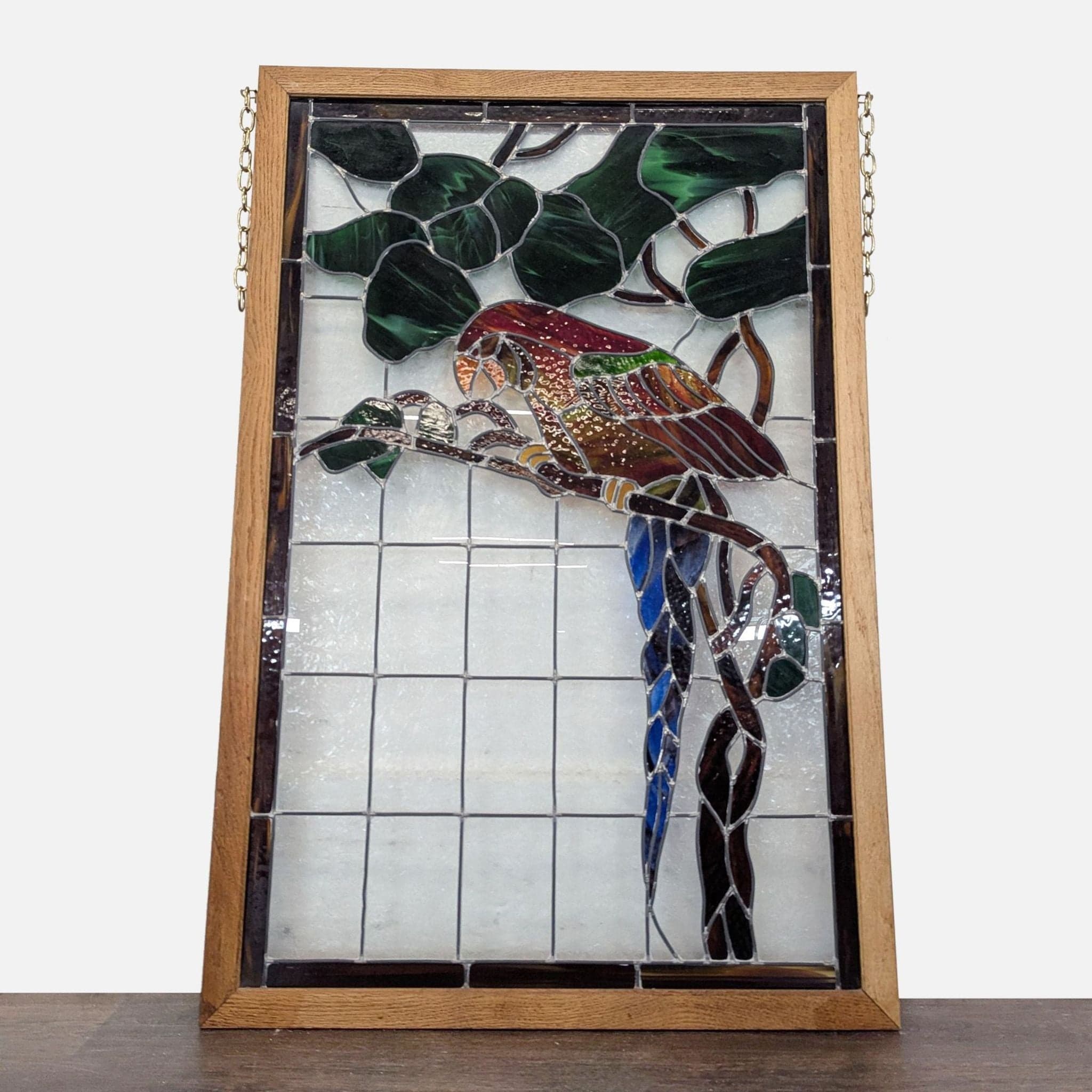 Stained-Glass Parrot in Wood Frame - Thumbnail 2