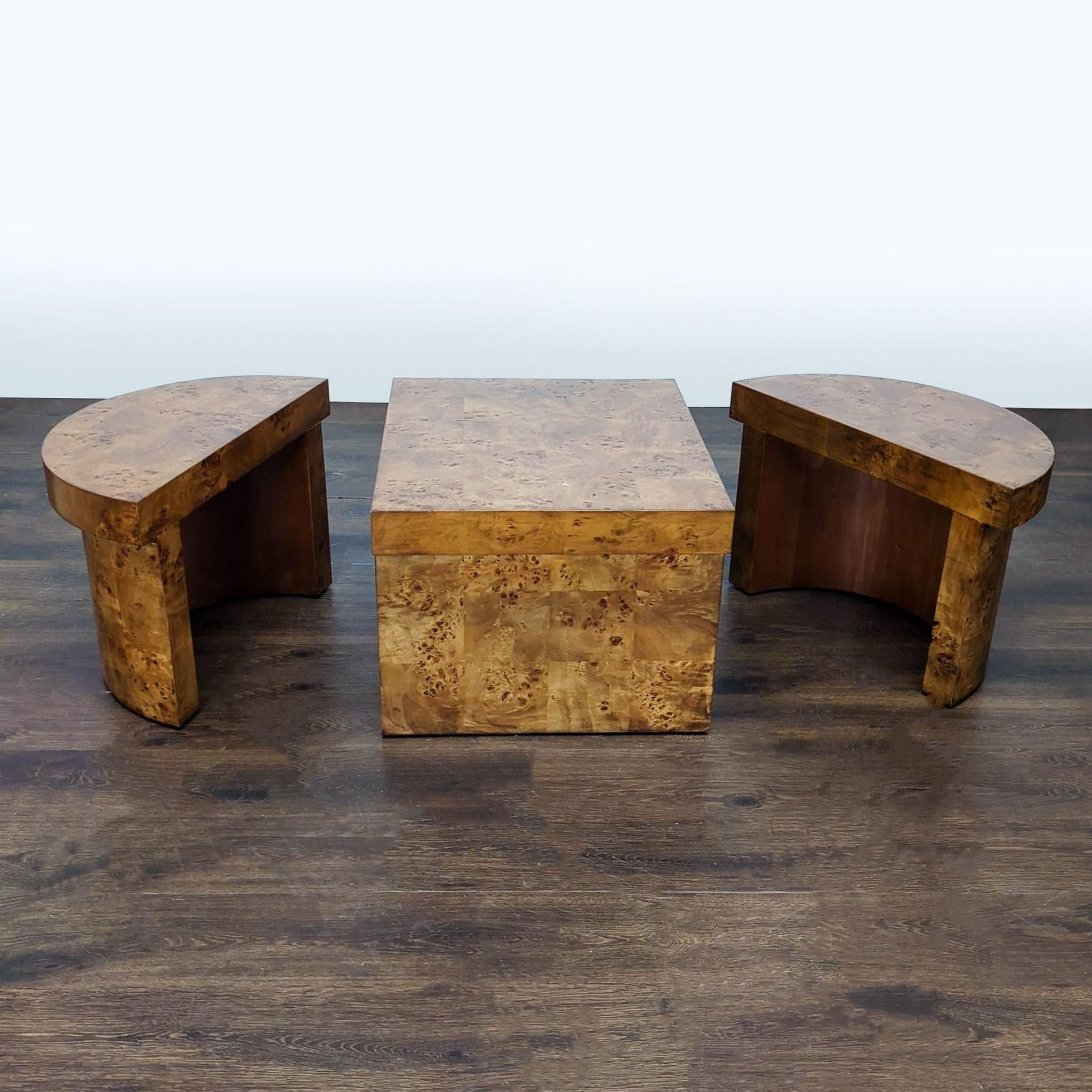 Frontgate Three-Piece Burlwood Veneer Coffee Table - Thumbnail 2