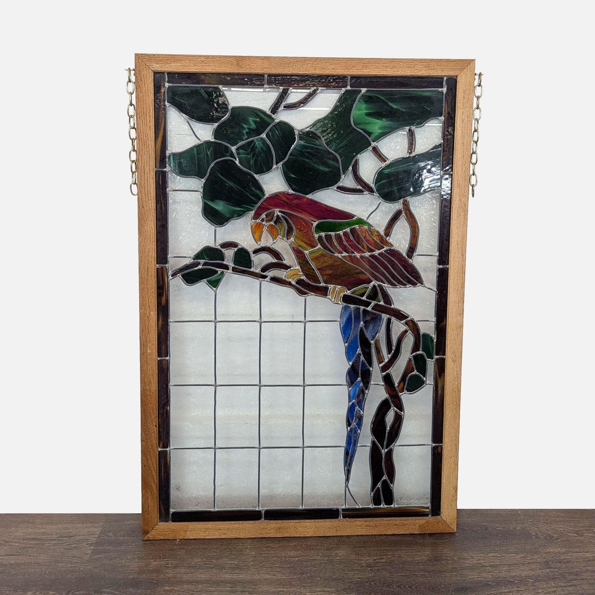 Stained-Glass Parrot in Wood Frame - Thumbnail 4