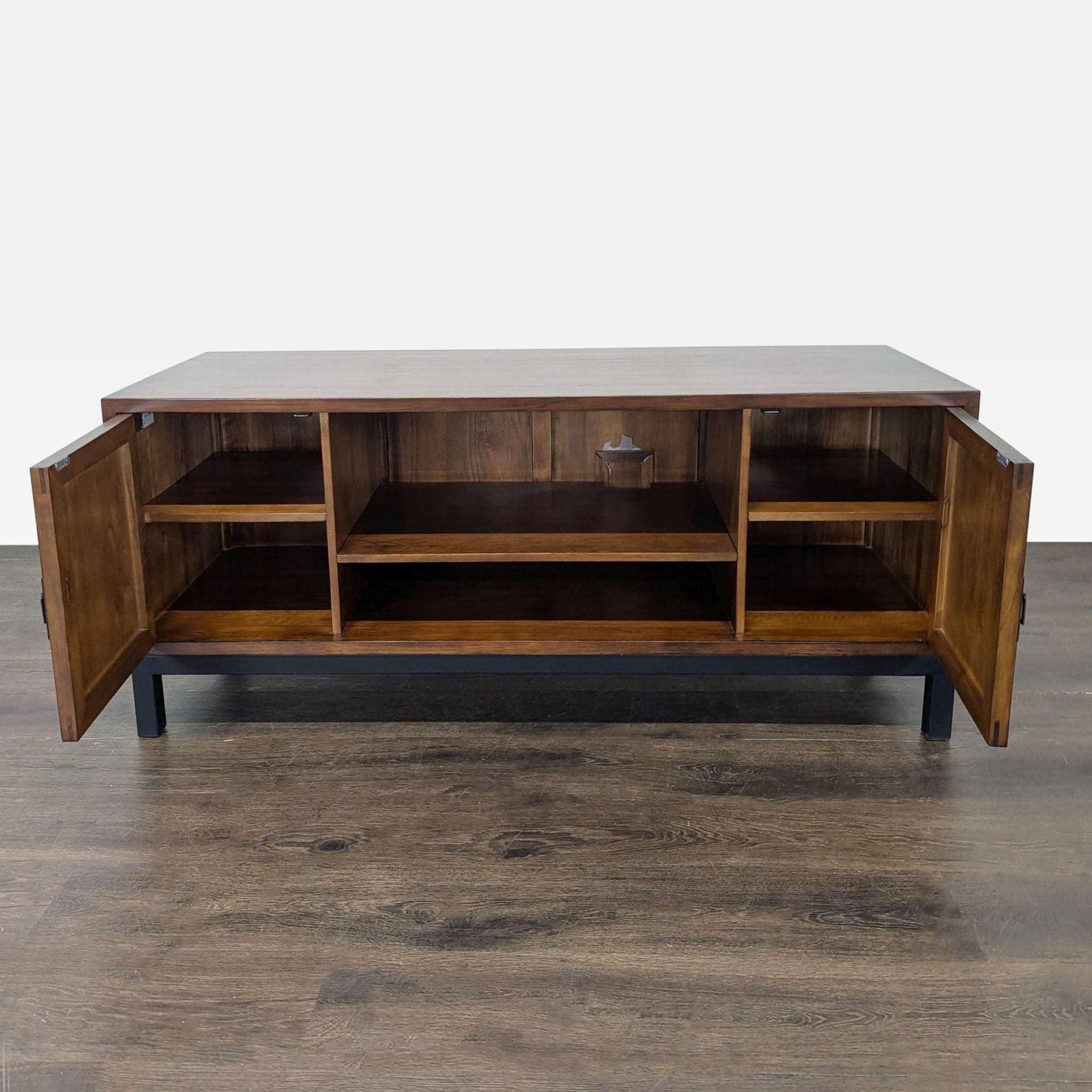 Wood Media Console on Metal Base - Thumbnail 2