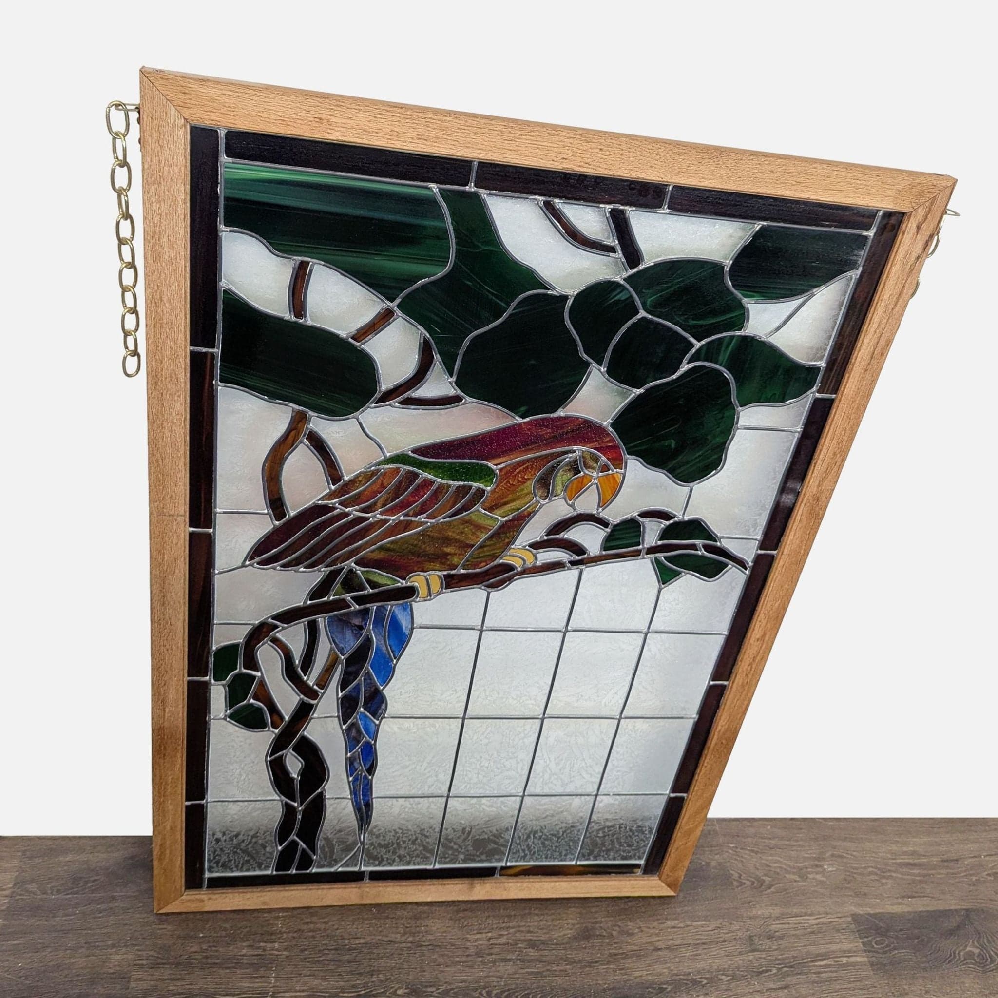 Stained-Glass Parrot in Wood Frame - Thumbnail 3