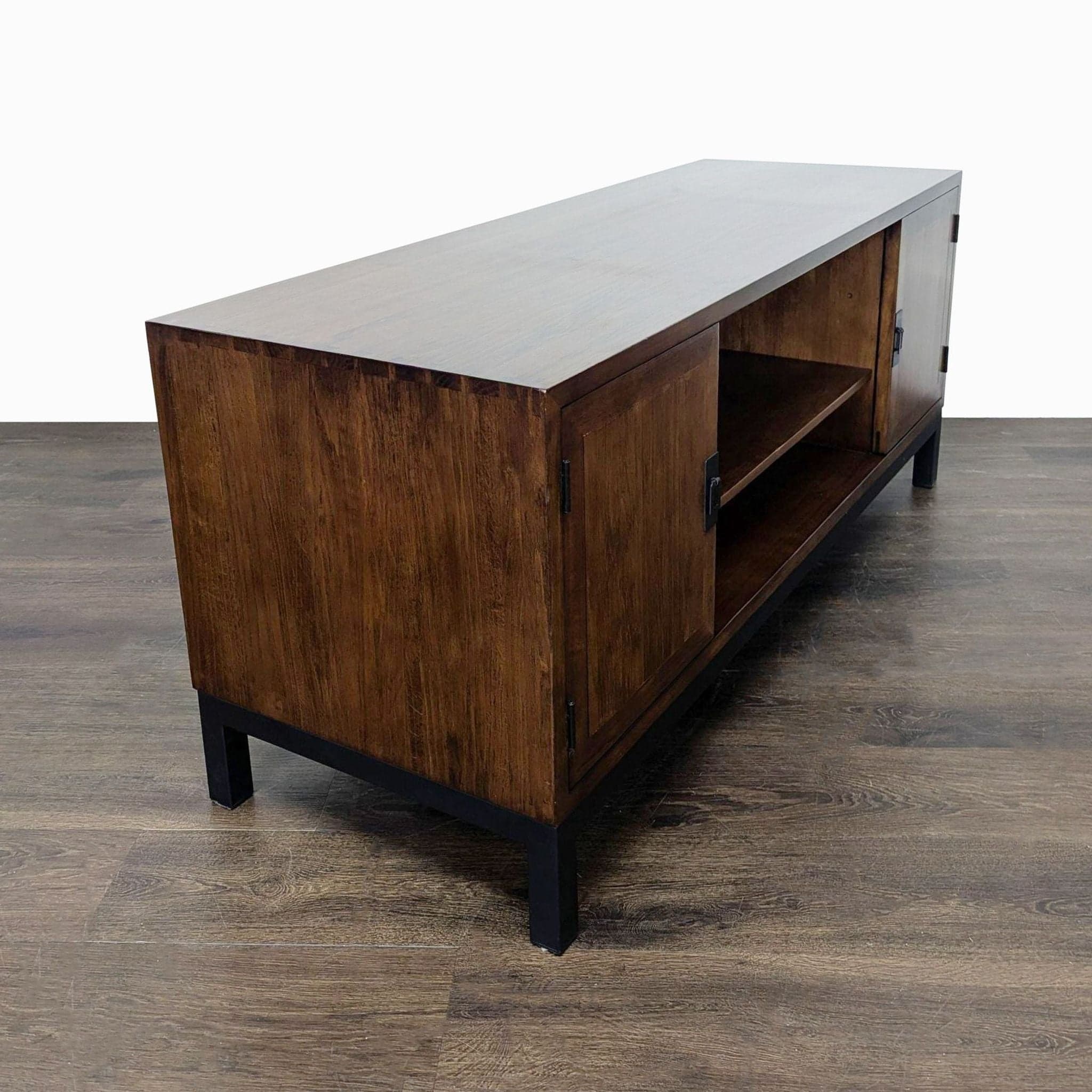 Wood Media Console on Metal Base - Thumbnail 4