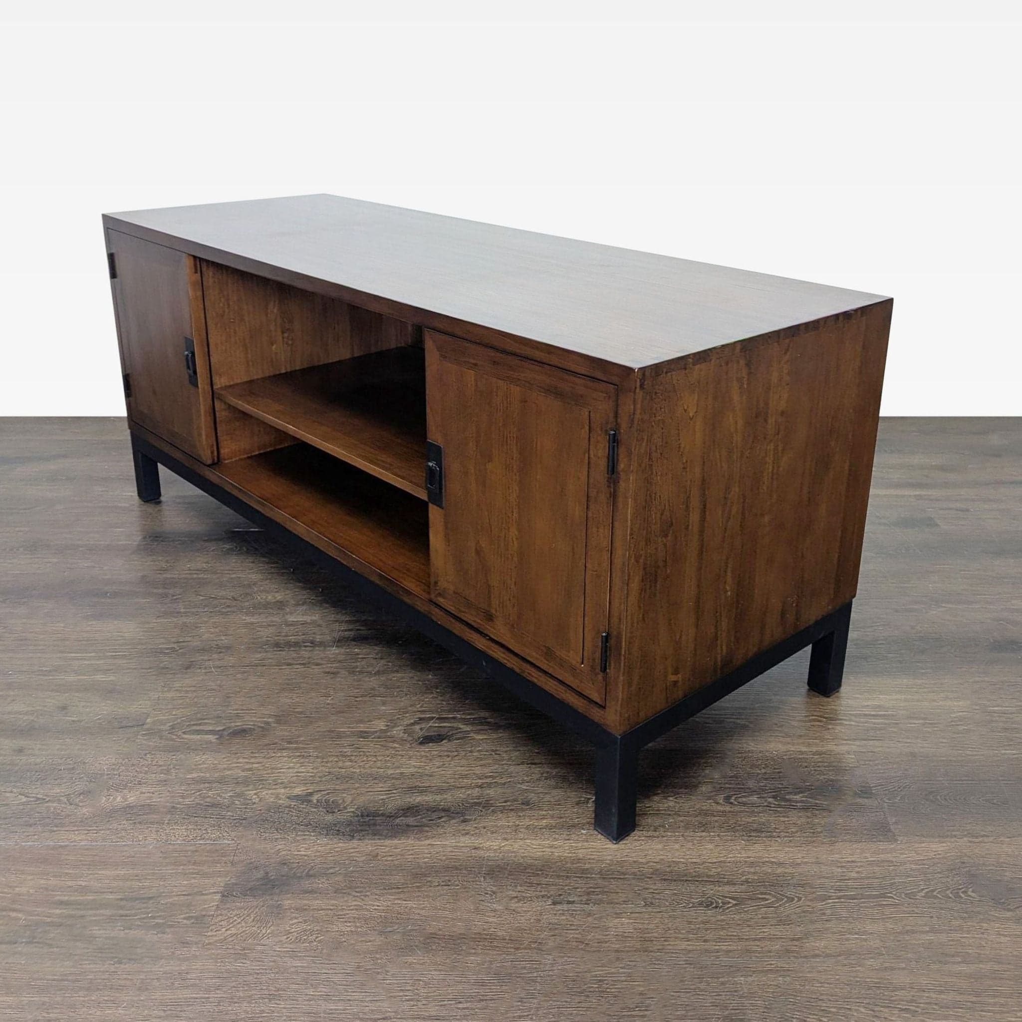 Wood Media Console on Metal Base - Thumbnail 3