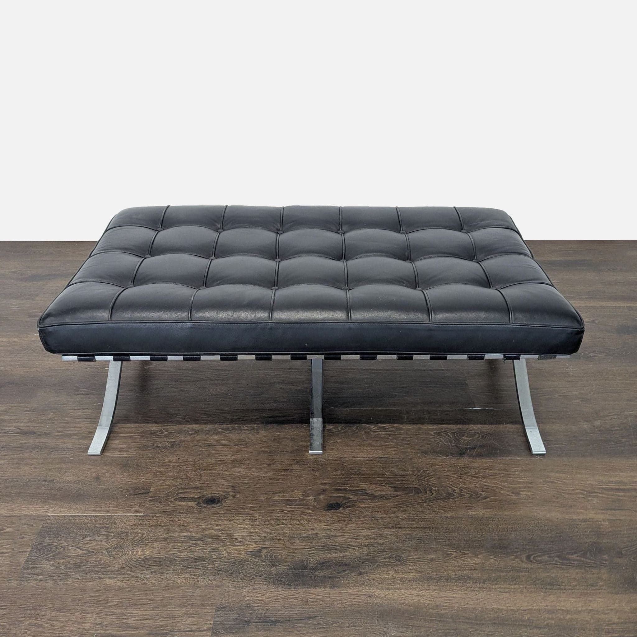 Button Tufted Leather Bench - Thumbnail 5