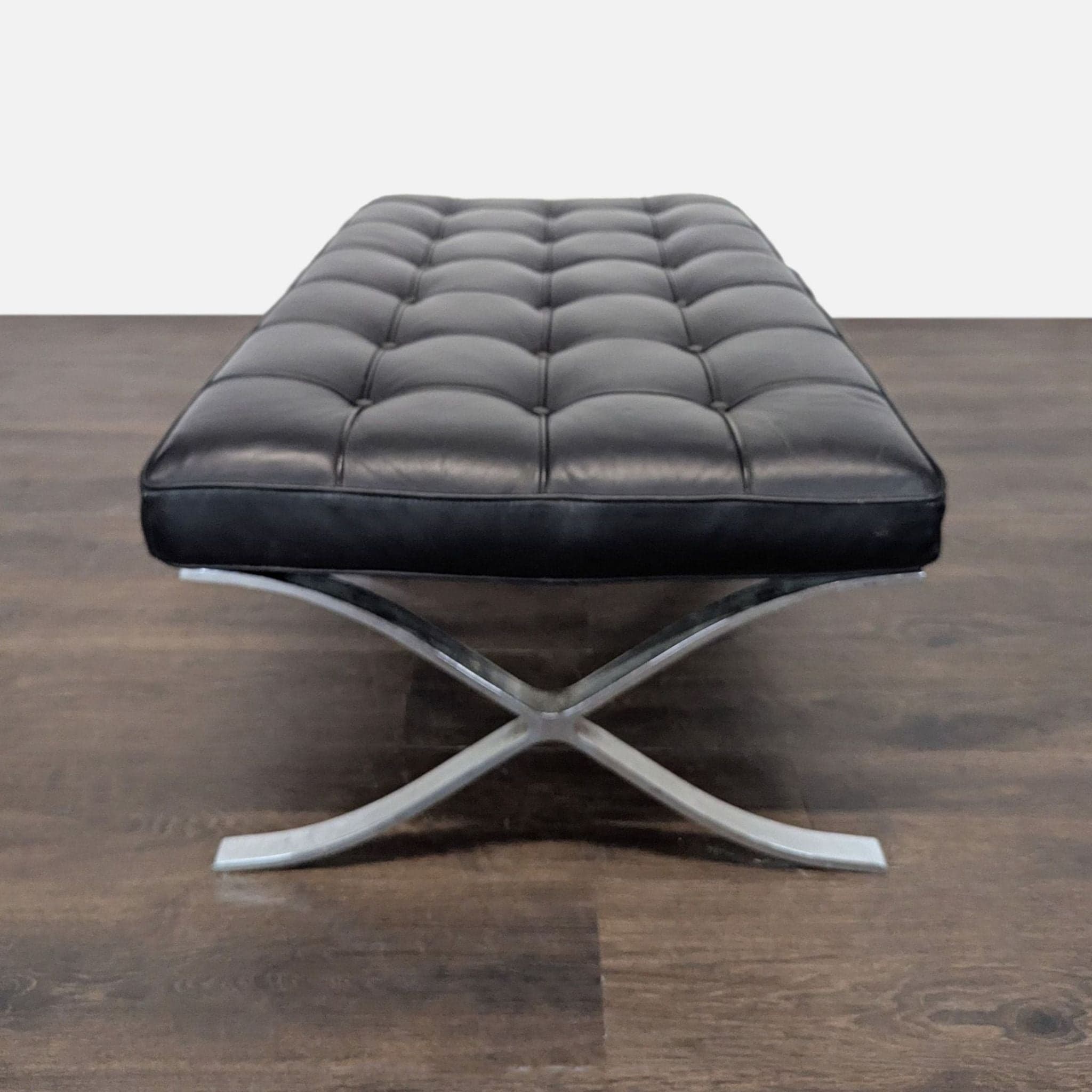 Button Tufted Leather Bench - Thumbnail 8