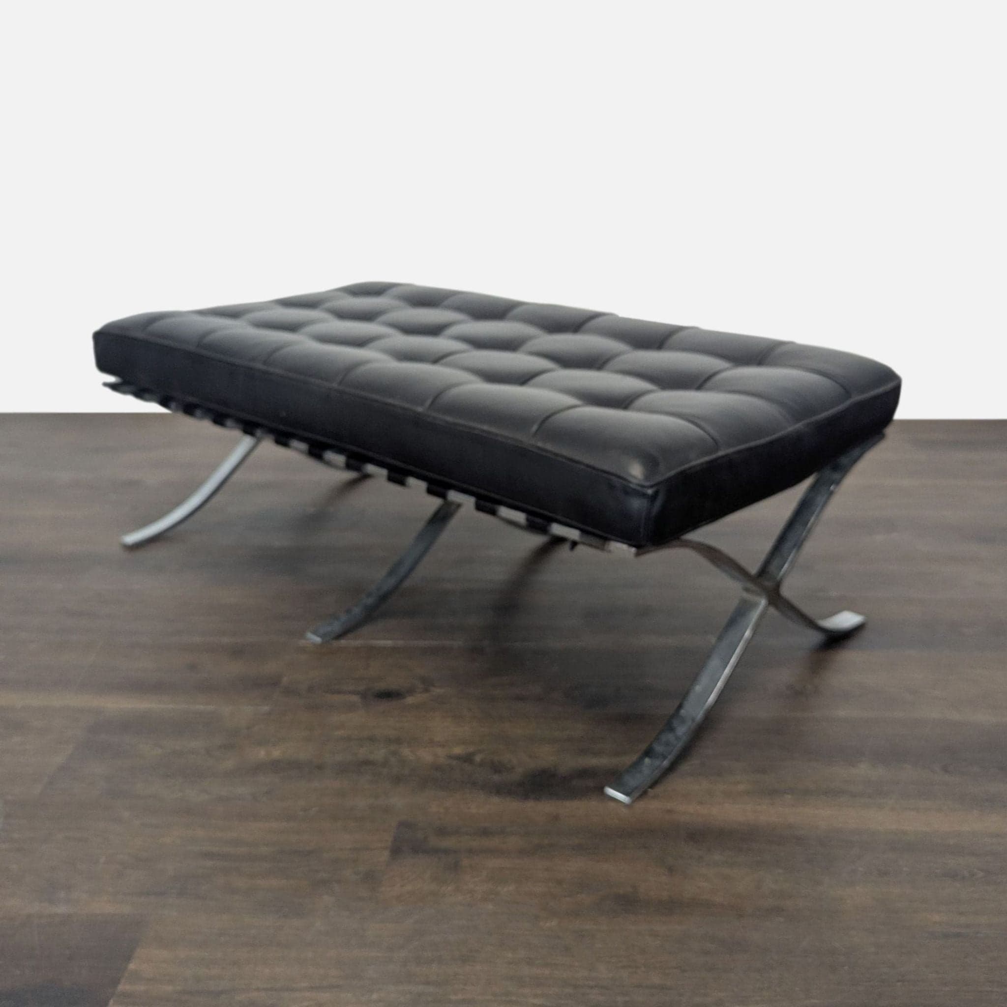 Button Tufted Leather Bench - Thumbnail 6