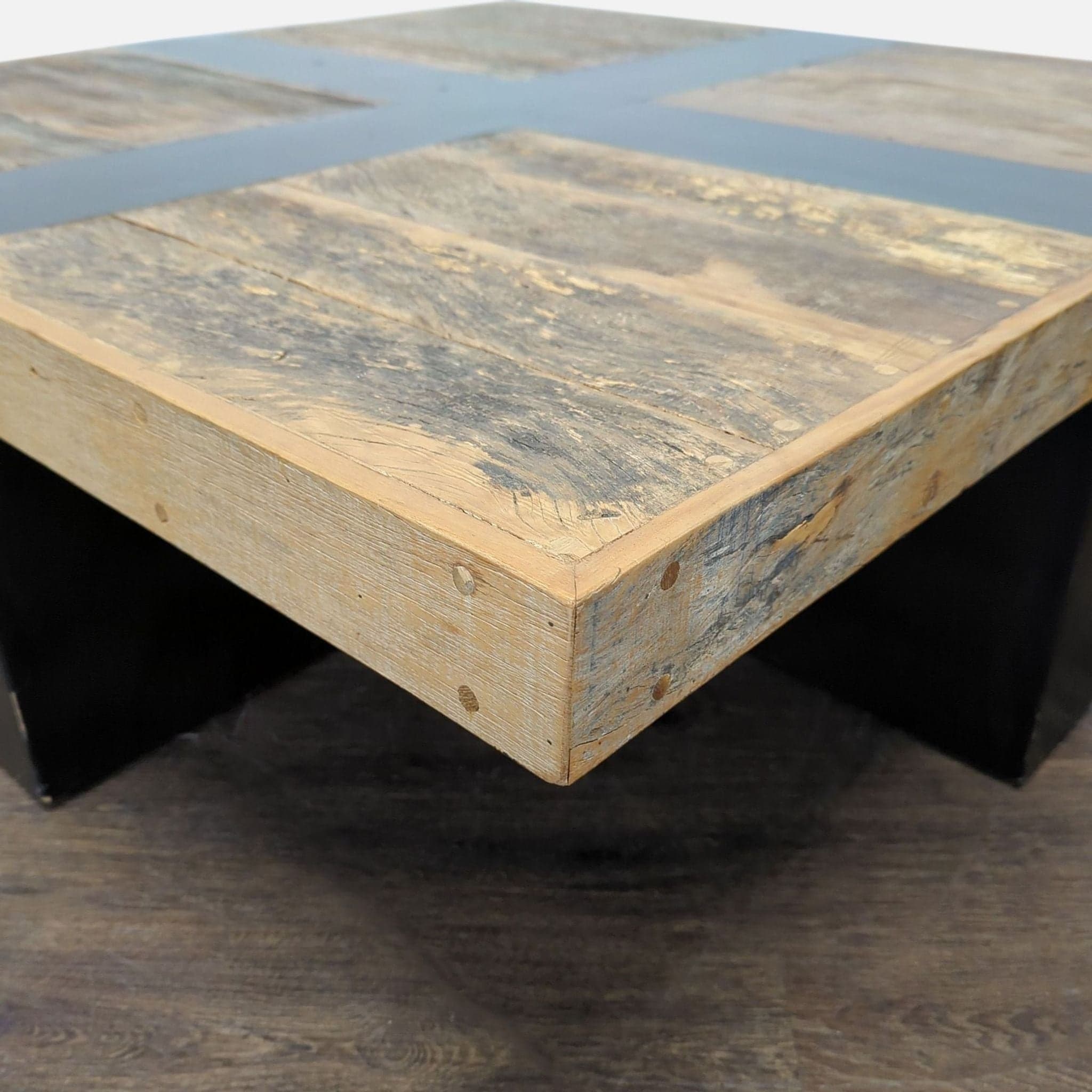 Wood Contrast Square Coffee Table - Thumbnail 2