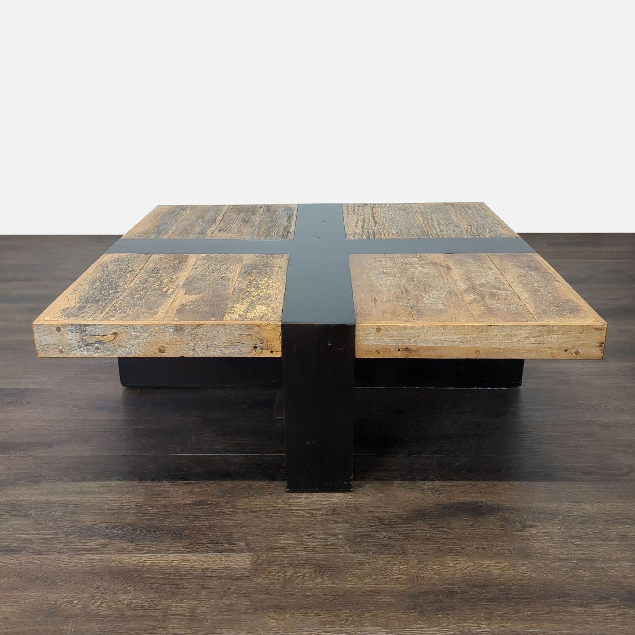 Wood Contrast Square Coffee Table - Thumbnail 5