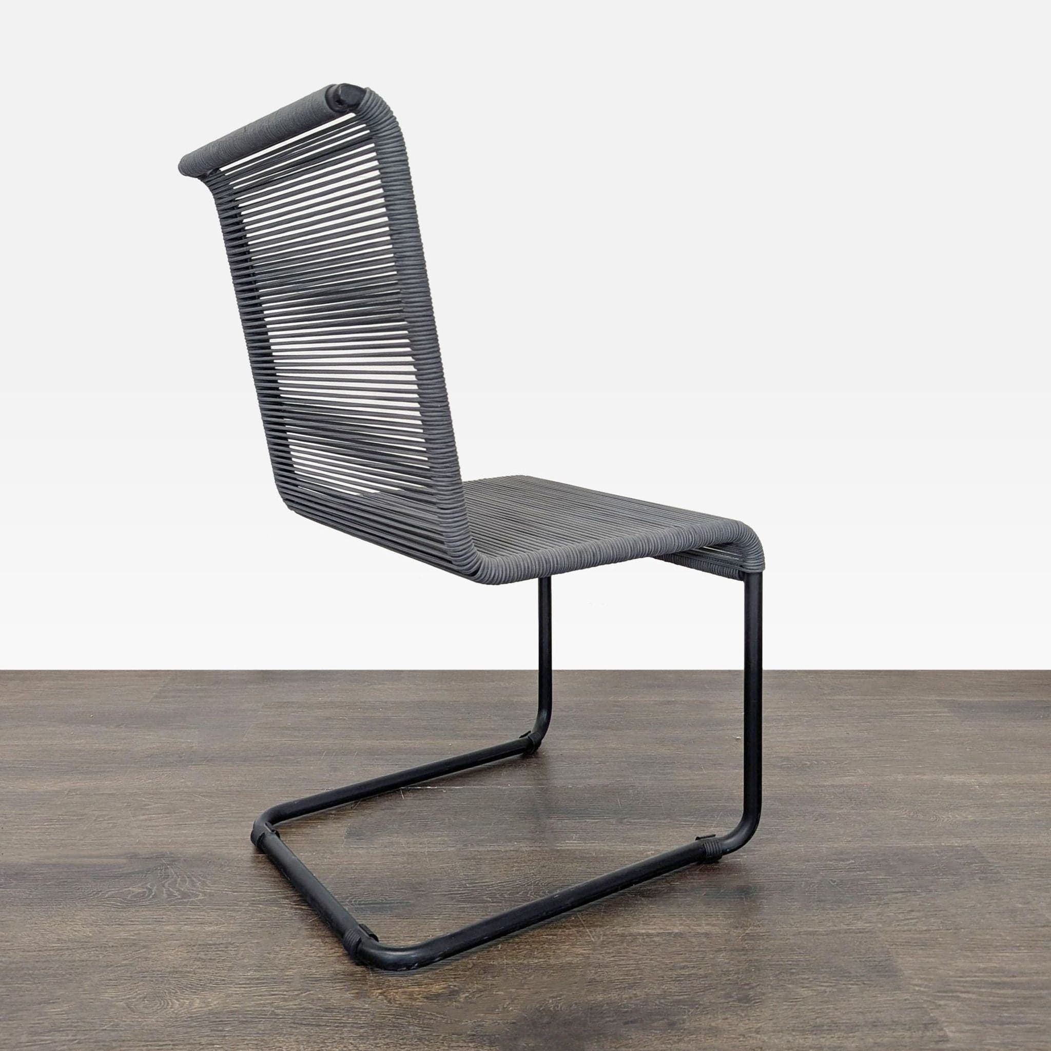 Modern Black Woven Outdoor Chair with Sturdy Metal Frame - Thumbnail 9