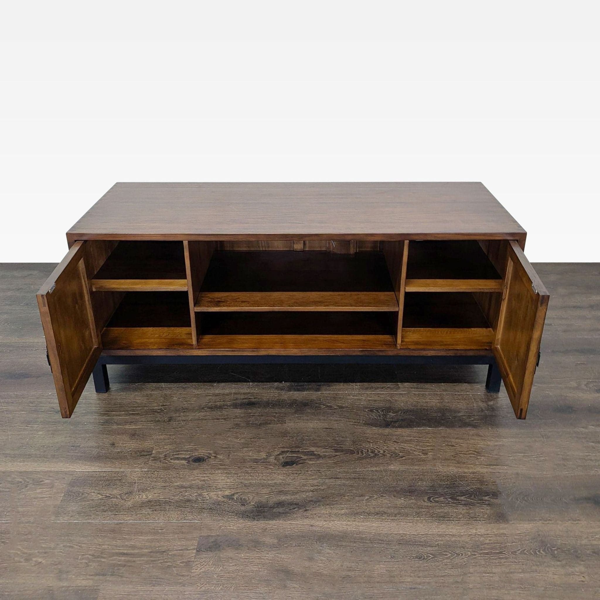Wood Media Console on Metal Base - Thumbnail 5